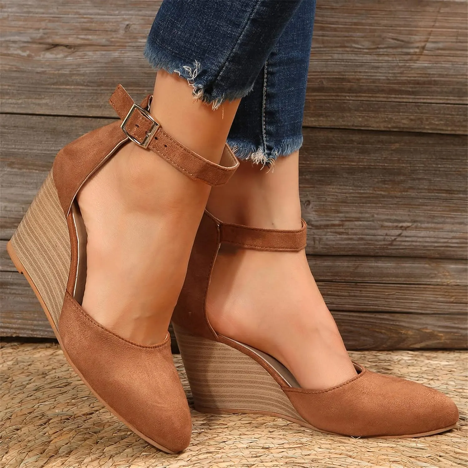 Sandals for Women Dressy Summer Closed Toe Espadrilles Wedge Sandals Ankle Strap Casual Closed Toe Sandals Platform Espadrilles Low Wedge Heel Sandals Outdoor Beach Shoes Comfortable
