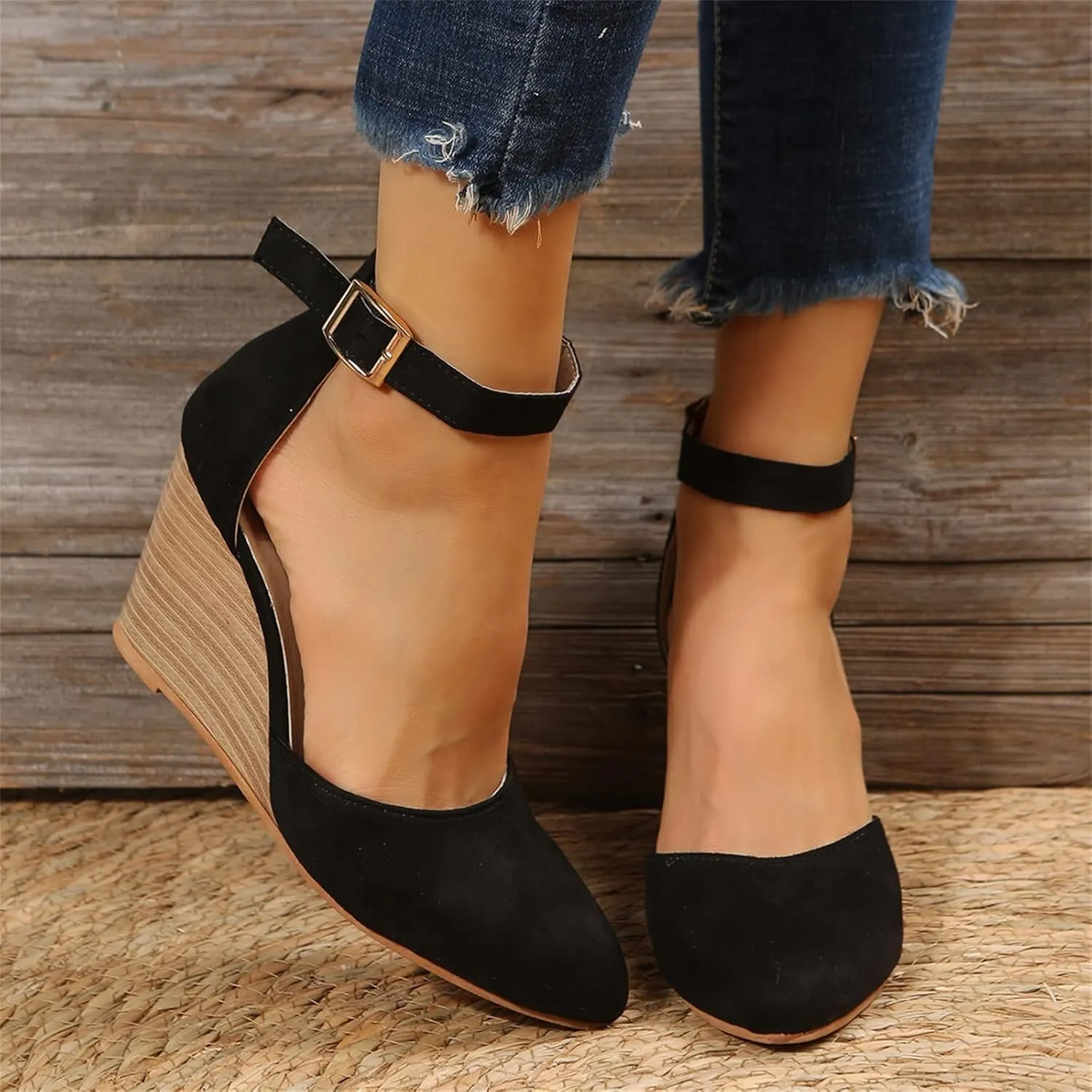 Sandals for Women Dressy Summer Closed Toe Espadrilles Wedge Sandals Ankle Strap Casual Closed Toe Sandals Platform Espadrilles Low Wedge Heel Sandals Outdoor Beach Shoes Comfortable