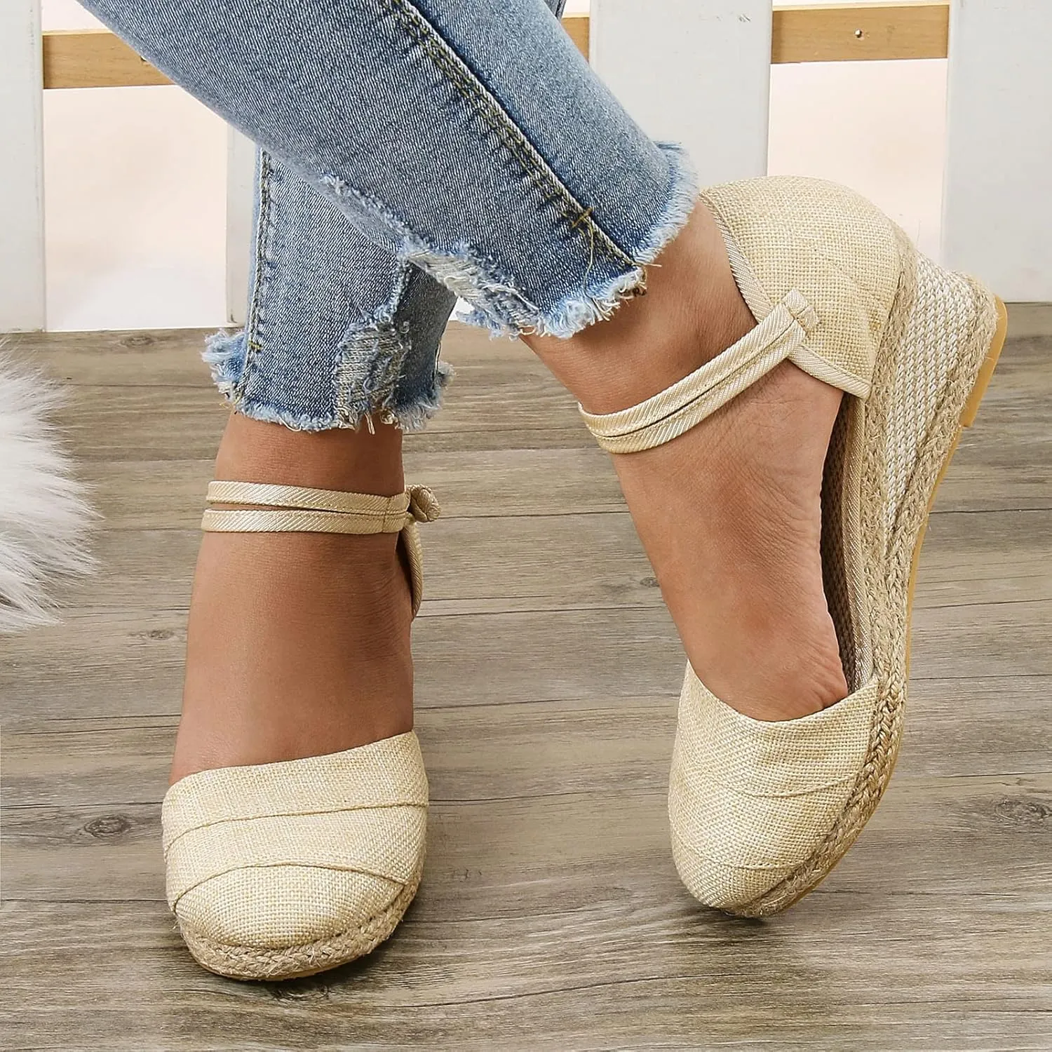 Sandals for Women Dressy Summer Closed Toe Espadrilles Wedge Sandals Ankle Strap Casual Closed Toe Sandals Platform Espadrilles Low Wedge Heel Sandals Outdoor Beach Shoes Comfortable