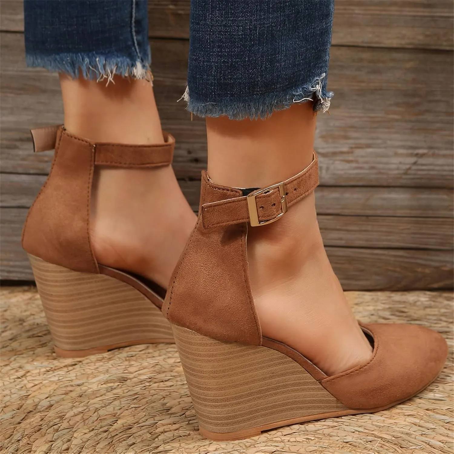 Sandals for Women Dressy Summer Closed Toe Espadrilles Wedge Sandals Ankle Strap Casual Closed Toe Sandals Platform Espadrilles Low Wedge Heel Sandals Outdoor Beach Shoes Comfortable