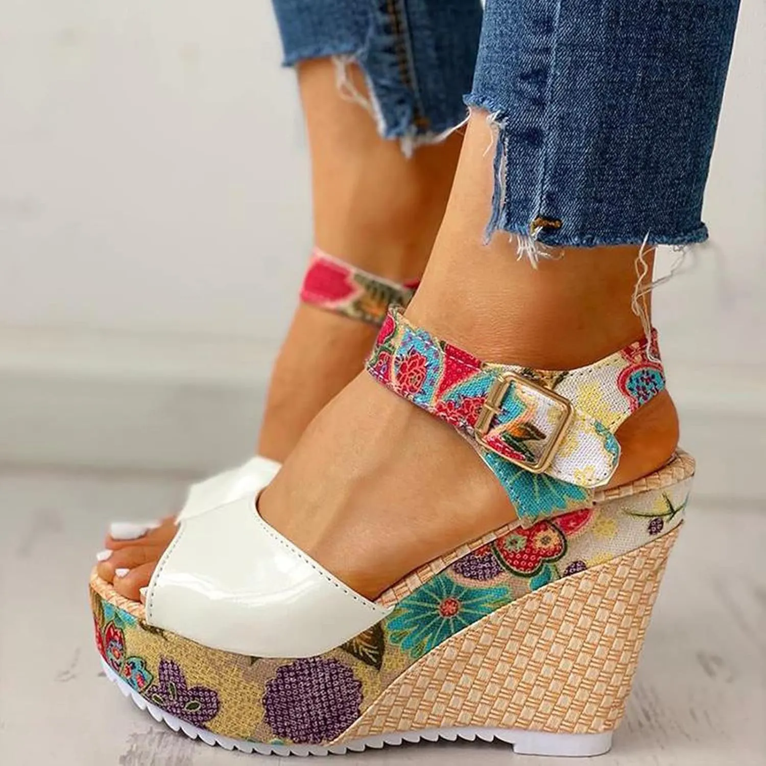 Sandals Wedge Dressy Heeled Sandals 2024 Straw Summer Boho Ladies Spring Espadrille Trendy Platform Wedge Spring 2024