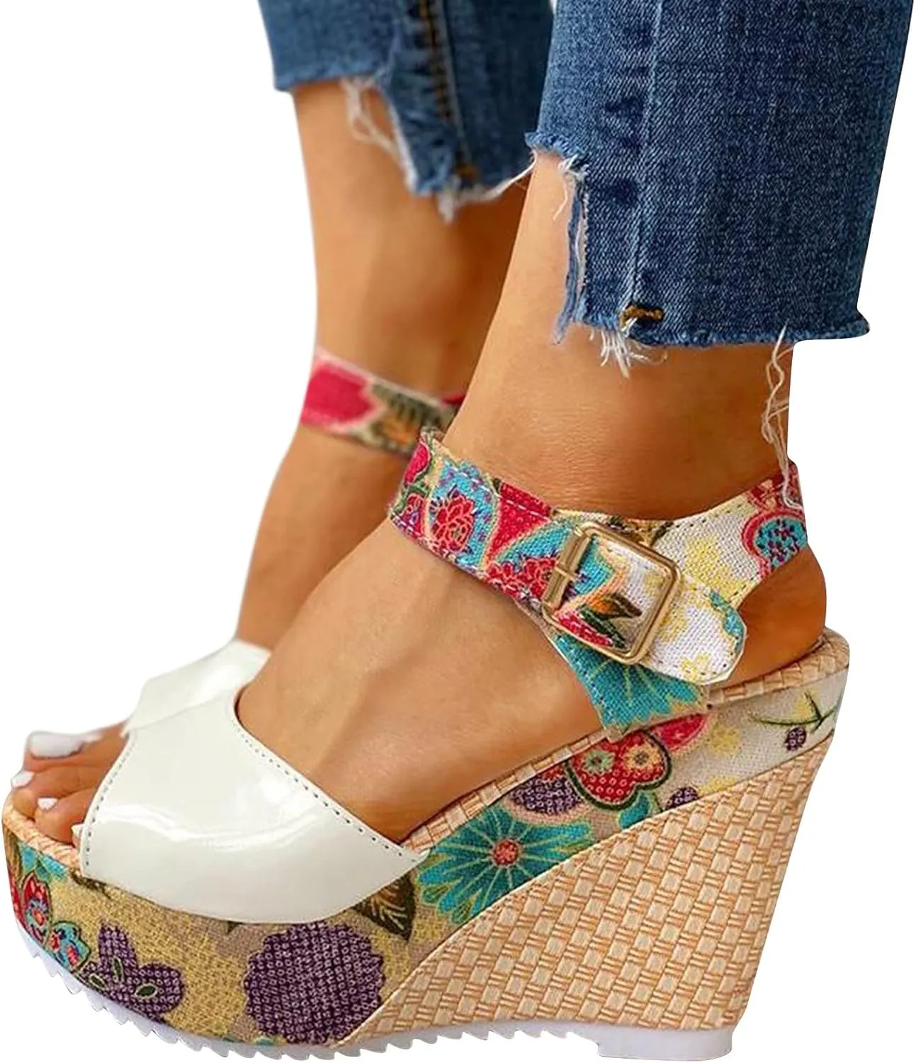 Sandals Wedge Dressy Heeled Sandals 2024 Straw Summer Boho Ladies Spring Espadrille Trendy Platform Wedge Spring 2024