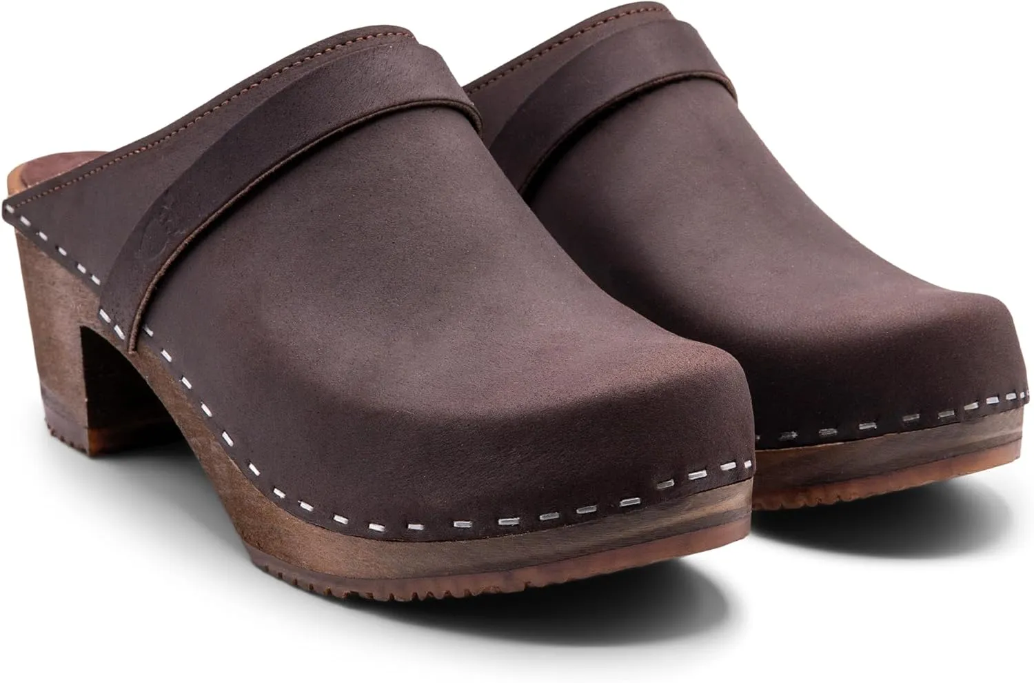 Sandgrens Handmade Swedish Wood Clogs for Women, High Heel Mule | Dublin