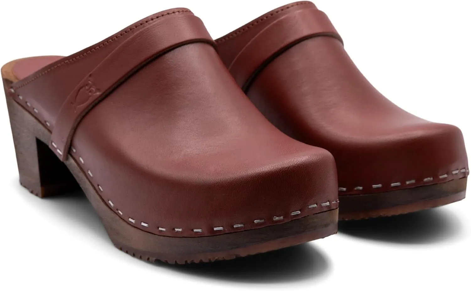 Sandgrens Handmade Swedish Wood Clogs for Women, High Heel Mule | Dublin