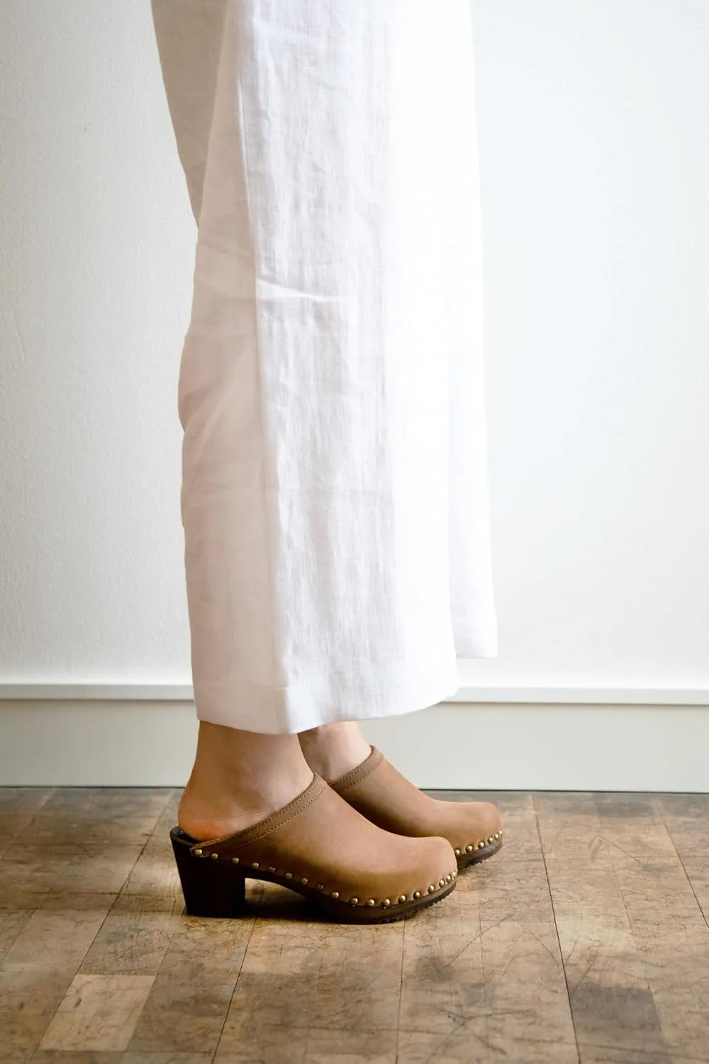 Sandgrens Handmade Swedish Wood Clogs for Women, High Heel Mule | Rome