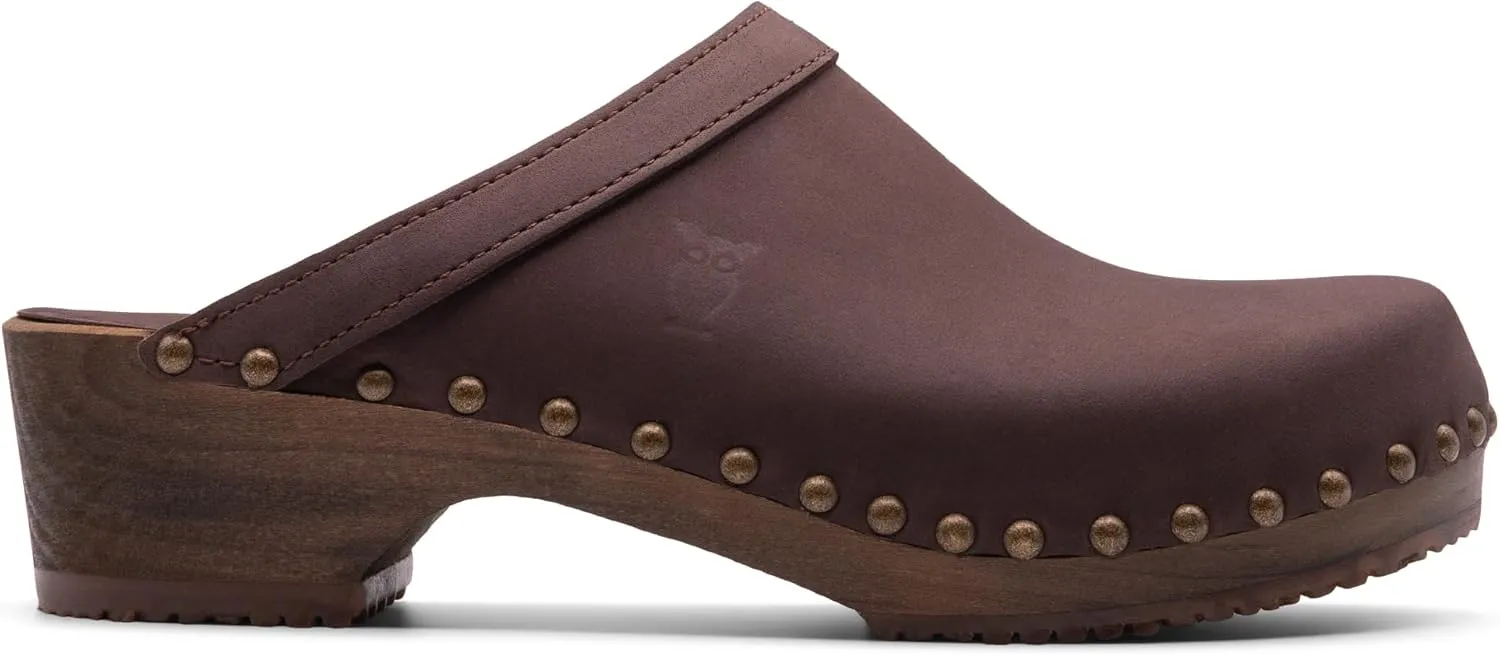 Sandgrens Handmade Swedish Wood Clogs for Women, Low Heel Mule | Athens