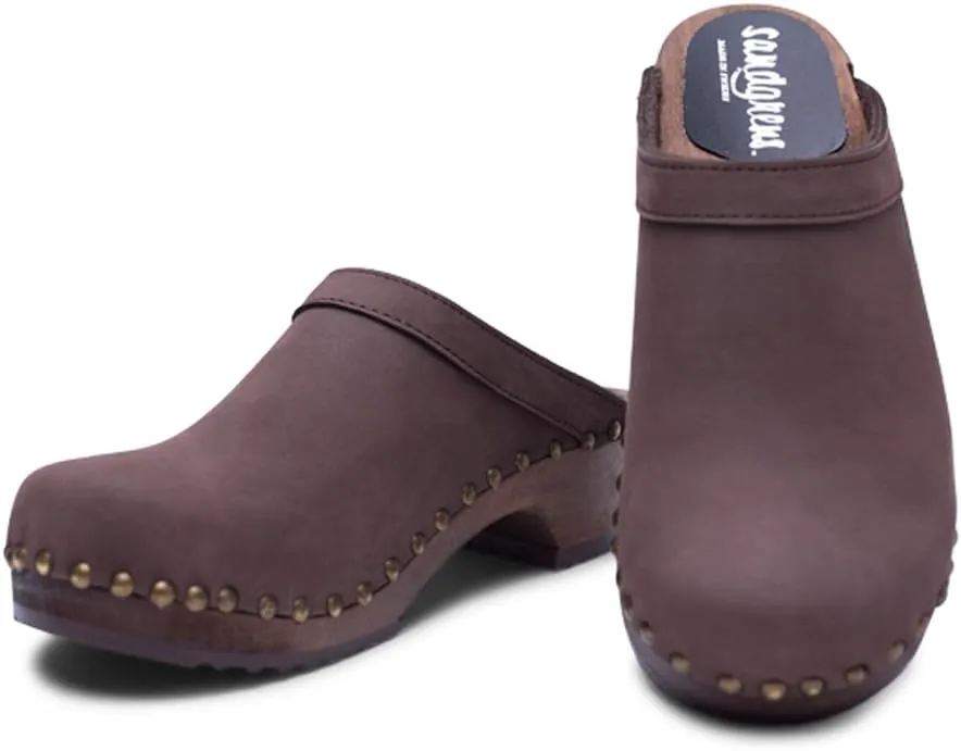 Sandgrens Handmade Swedish Wood Clogs for Women, Low Heel Mule | Athens