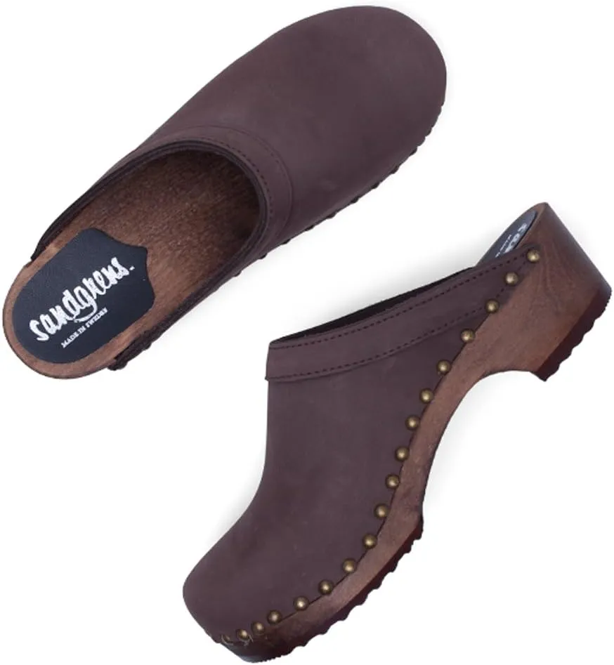 Sandgrens Handmade Swedish Wood Clogs for Women, Low Heel Mule | Athens