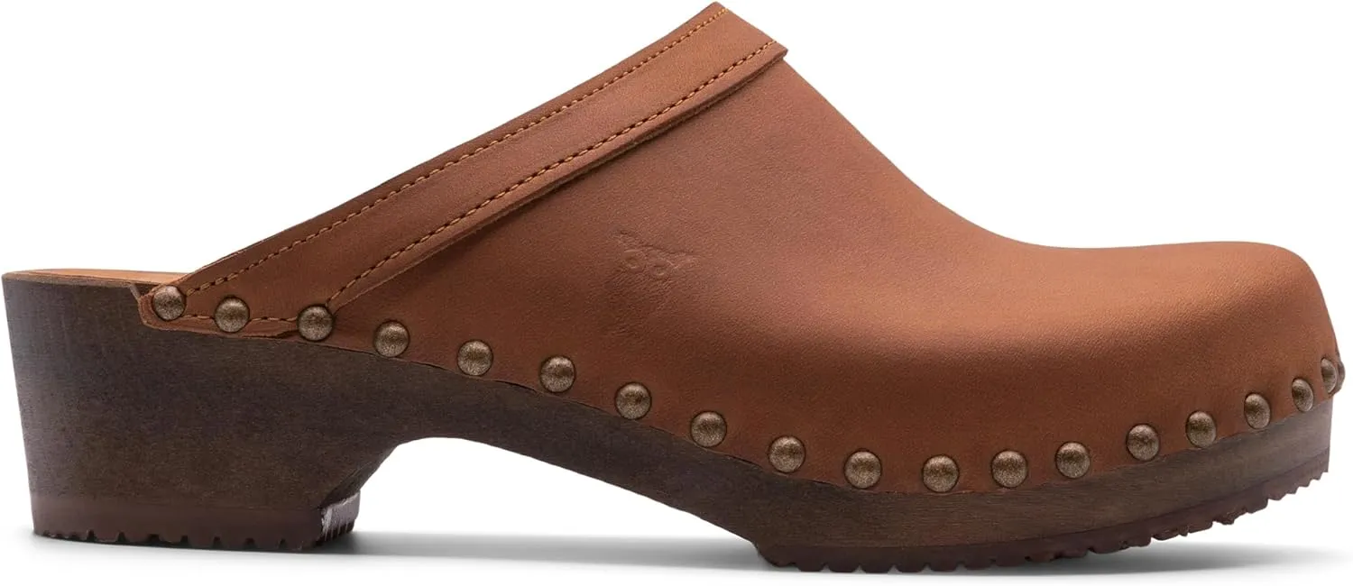Sandgrens Handmade Swedish Wood Clogs for Women, Low Heel Mule | Athens