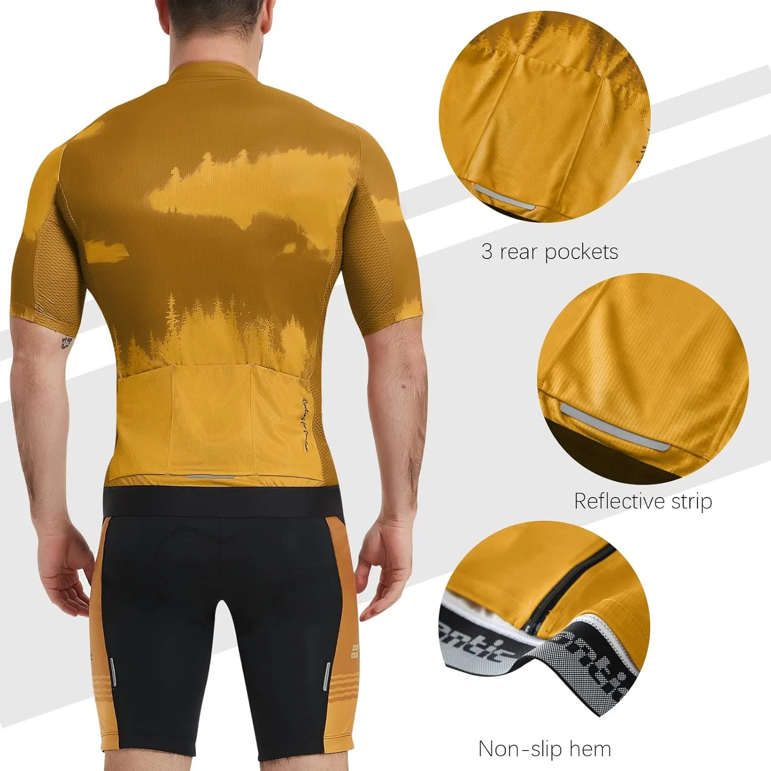 Santic Men’s Cycling Jersey Short Sleeve Bike Shirts for Men Bicycle Jacket with Pockets Breathable & Quick Dry Yorkson