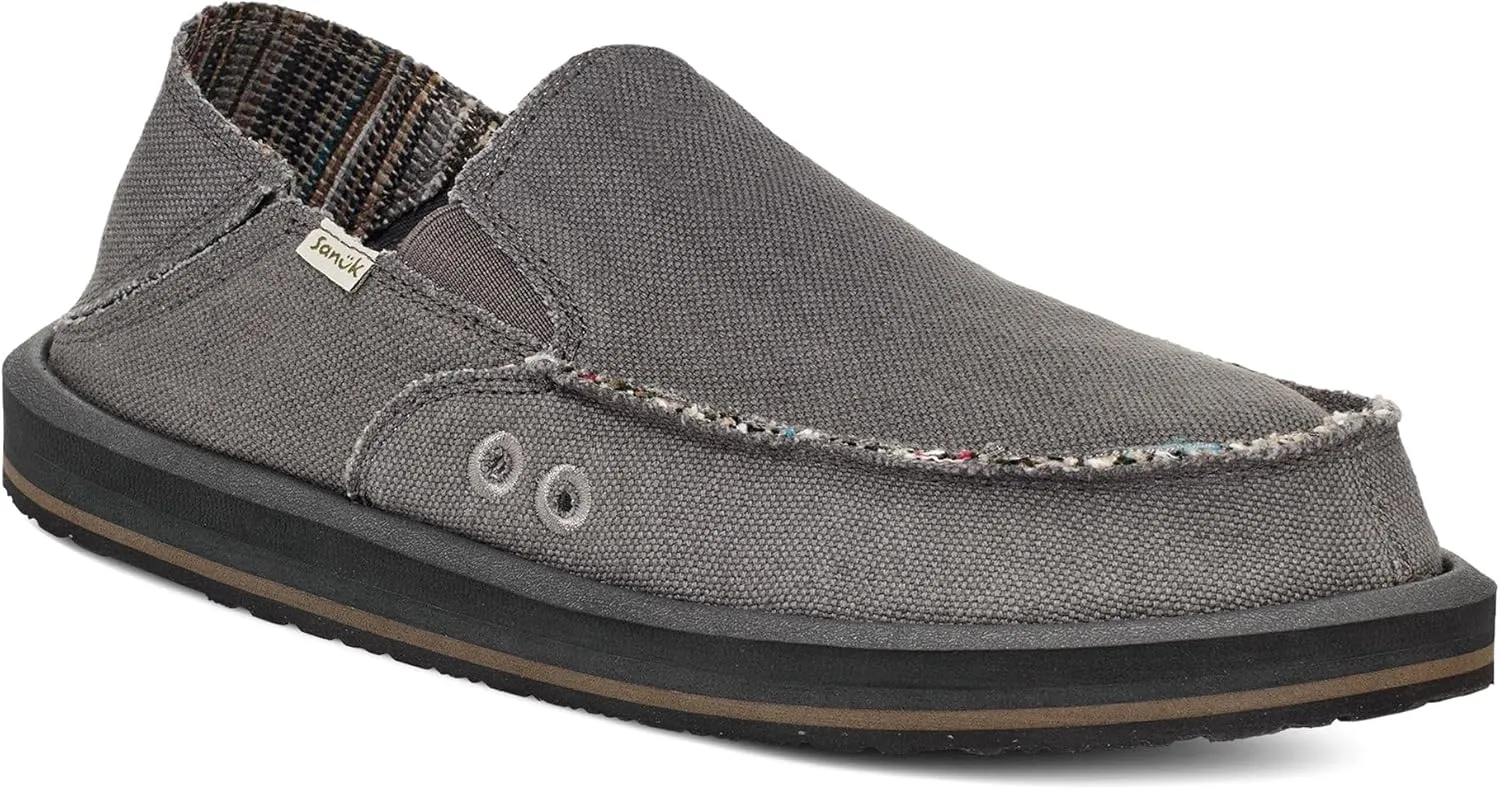 Sanuk Mens Donny Hemp Loafers | Mens Shoes | Slip On Shoes for Men | Men's Slip-on Loafers | Memory Foam Footbed