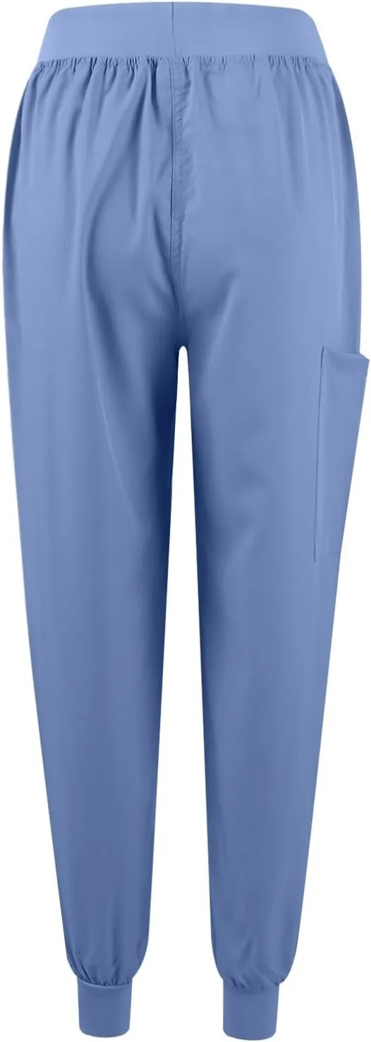 Scrubs for Women Set Stretch V-Neck Scrub Tops & Cargo Pant Quick Drying Solid Medical Nurse Uniform with Pockets