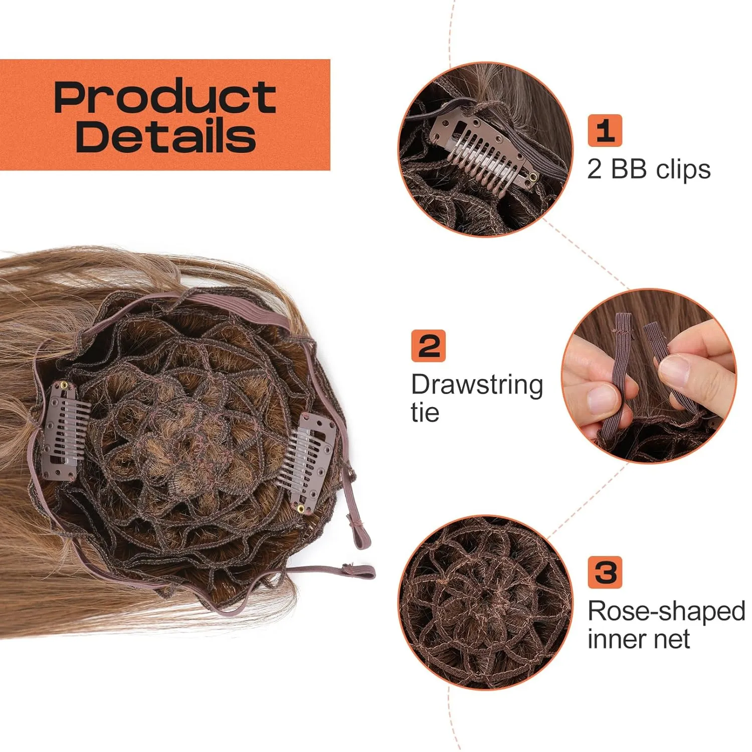 SEIKEA Cheer Ponytail Hair Piece, 10" Straight Tangle-Resistant Smooth Natural Brown Cheerleader Hairpiece Ponytail Extension for Cheer Competition, Dance, Performance, Dark Brown