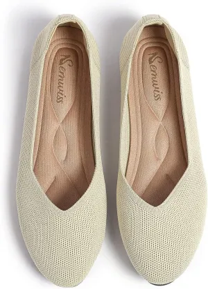 Semwiss Round Toe Flats for Women Dressy Comfortable, Knit Ballet Flat Shoes Casual Shoes Walking Flats Office Shoes.