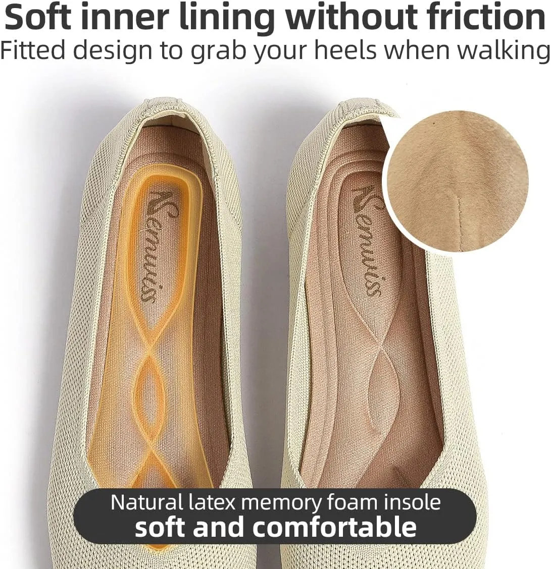 Semwiss Round Toe Flats for Women Dressy Comfortable, Knit Ballet Flat Shoes Casual Shoes Walking Flats Office Shoes.