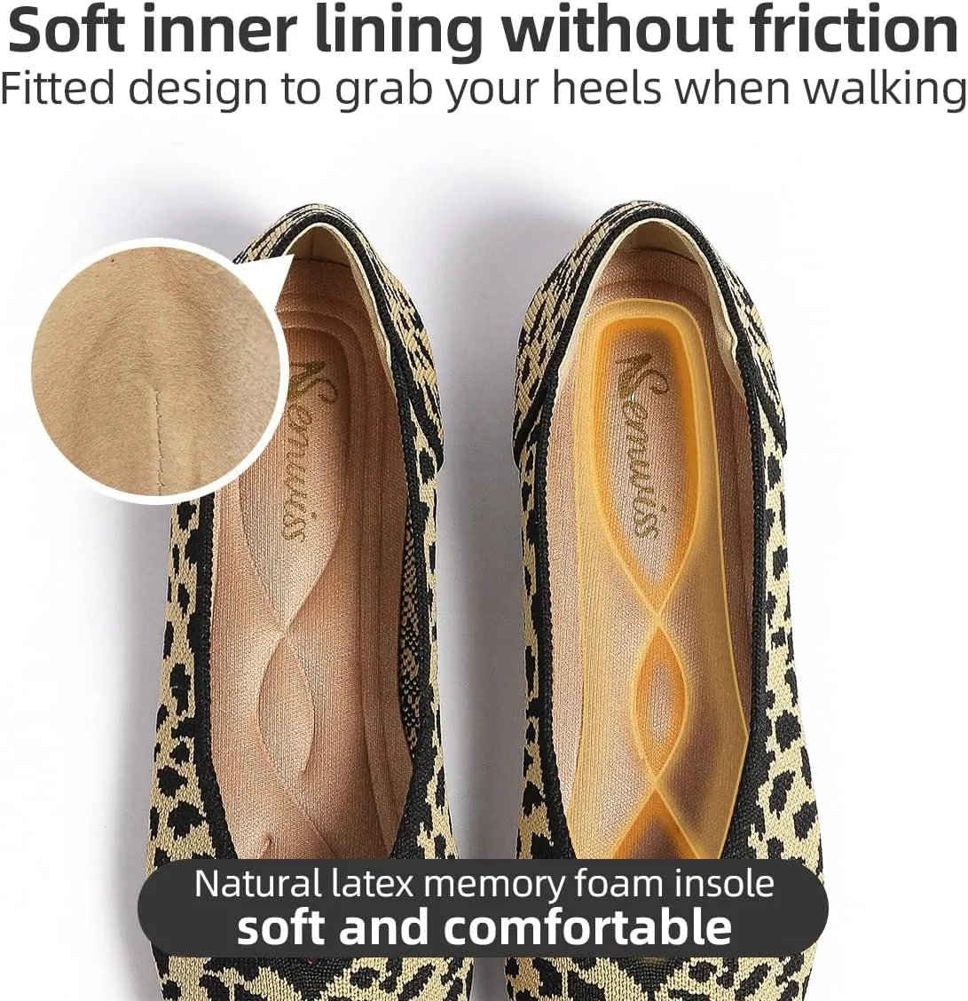 Semwiss Women's Ballet Flats Comfortable Casual Dressy Shoes,Work Flats Office Shoes Pointed Toe Leopard Flats.
