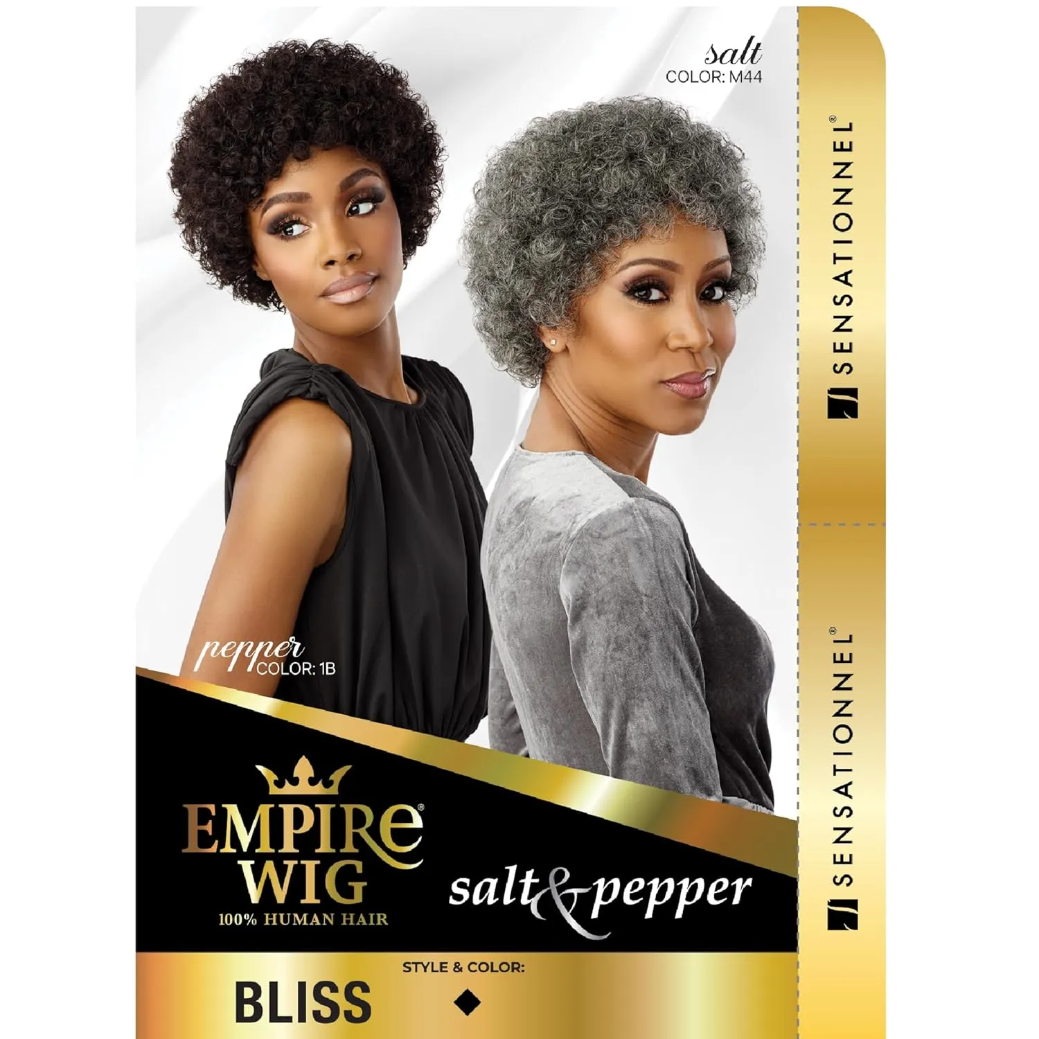 Sensationnel Empire Human Hair Wig - Salt And Pepper Bliss Contouring Mesh Cap Heat Safe (27 HONEYBLONDE)