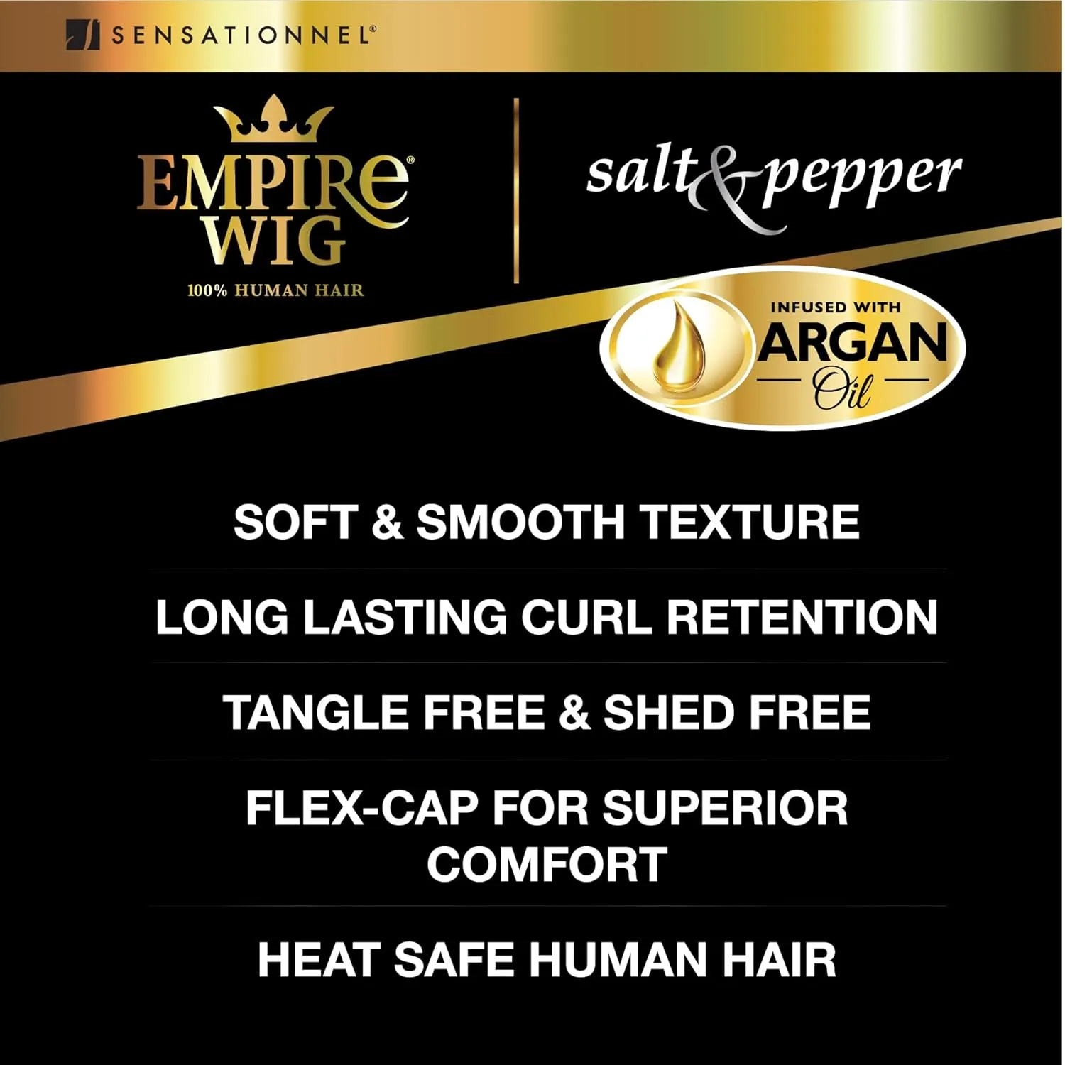 Sensationnel Empire Human Hair Wig - Salt And Pepper Bliss Contouring Mesh Cap Heat Safe (27 HONEYBLONDE)