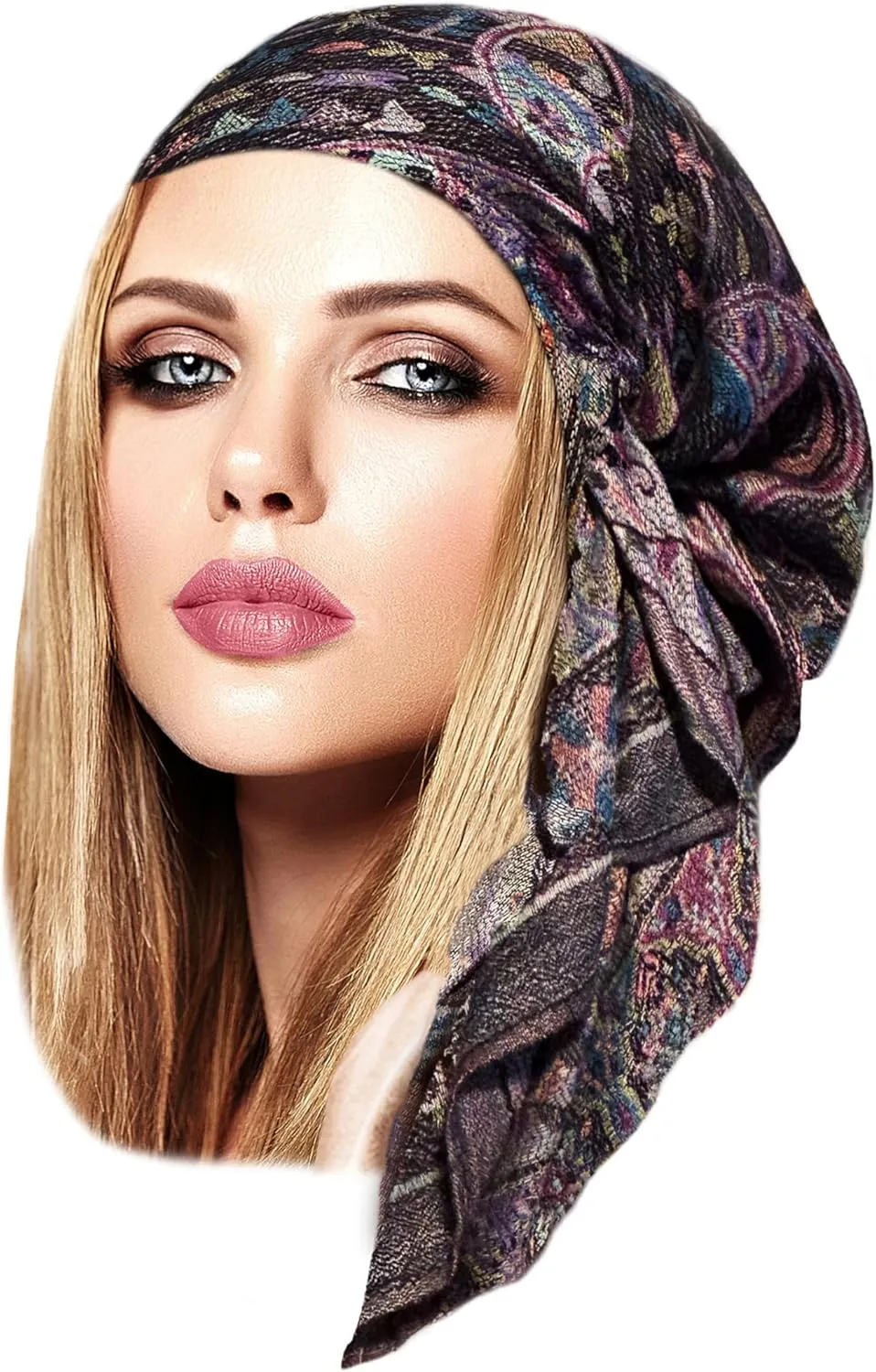 ShariRose Cashmere Headscarf Headwear for Women Tichel Super Soft Headcovering Head cover Head wear Pre tied Bandana Handmade