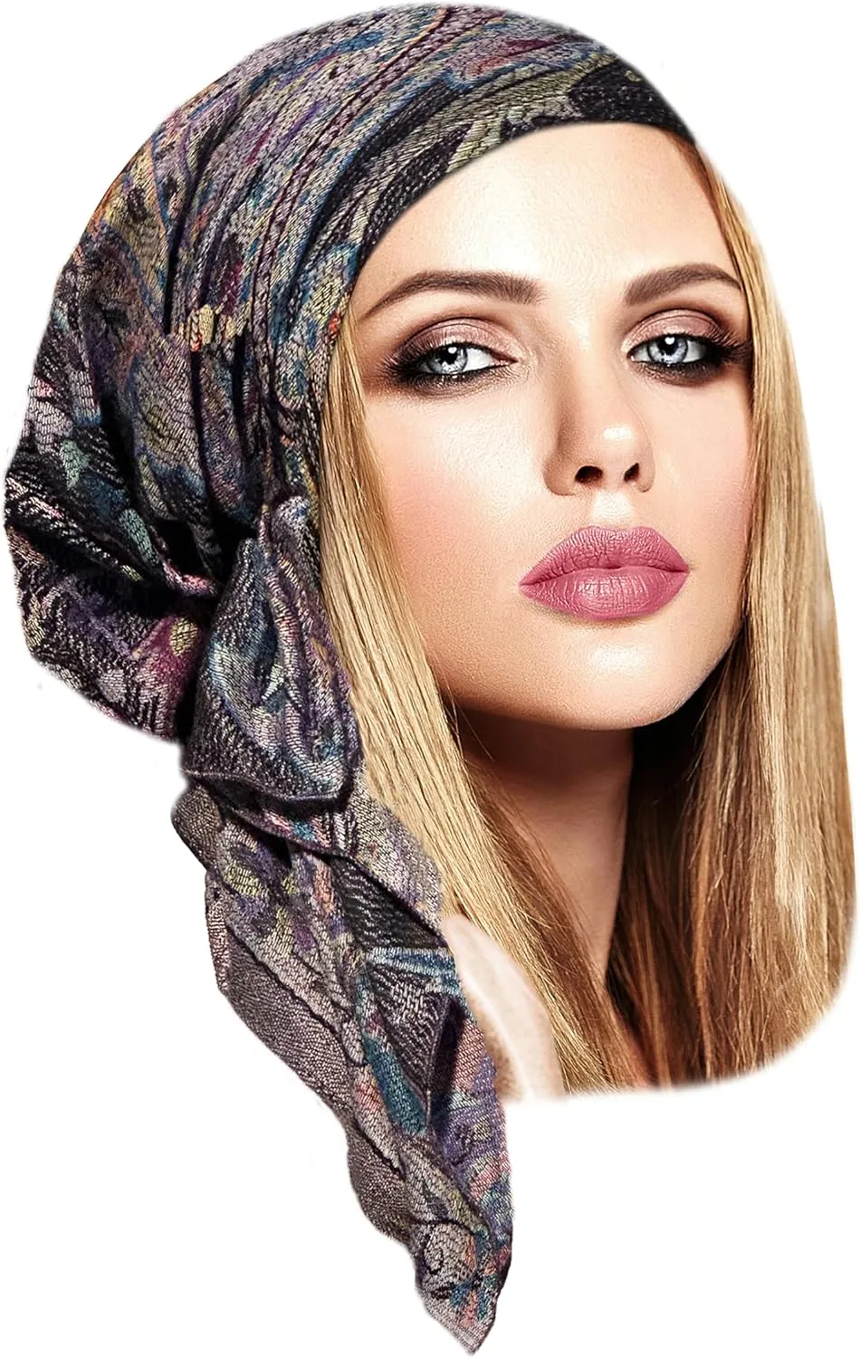 ShariRose Cashmere Headscarf Headwear for Women Tichel Super Soft Headcovering Head cover Head wear Pre tied Bandana Handmade