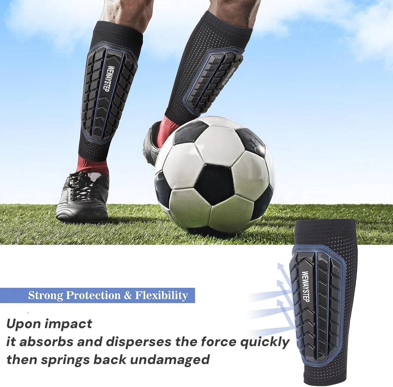 Shin Guards Soccer Kids Youth, Adult Shin Guards with Honeycomb Padding，Breathable & Anti-Slip Calf Compression Sleeves