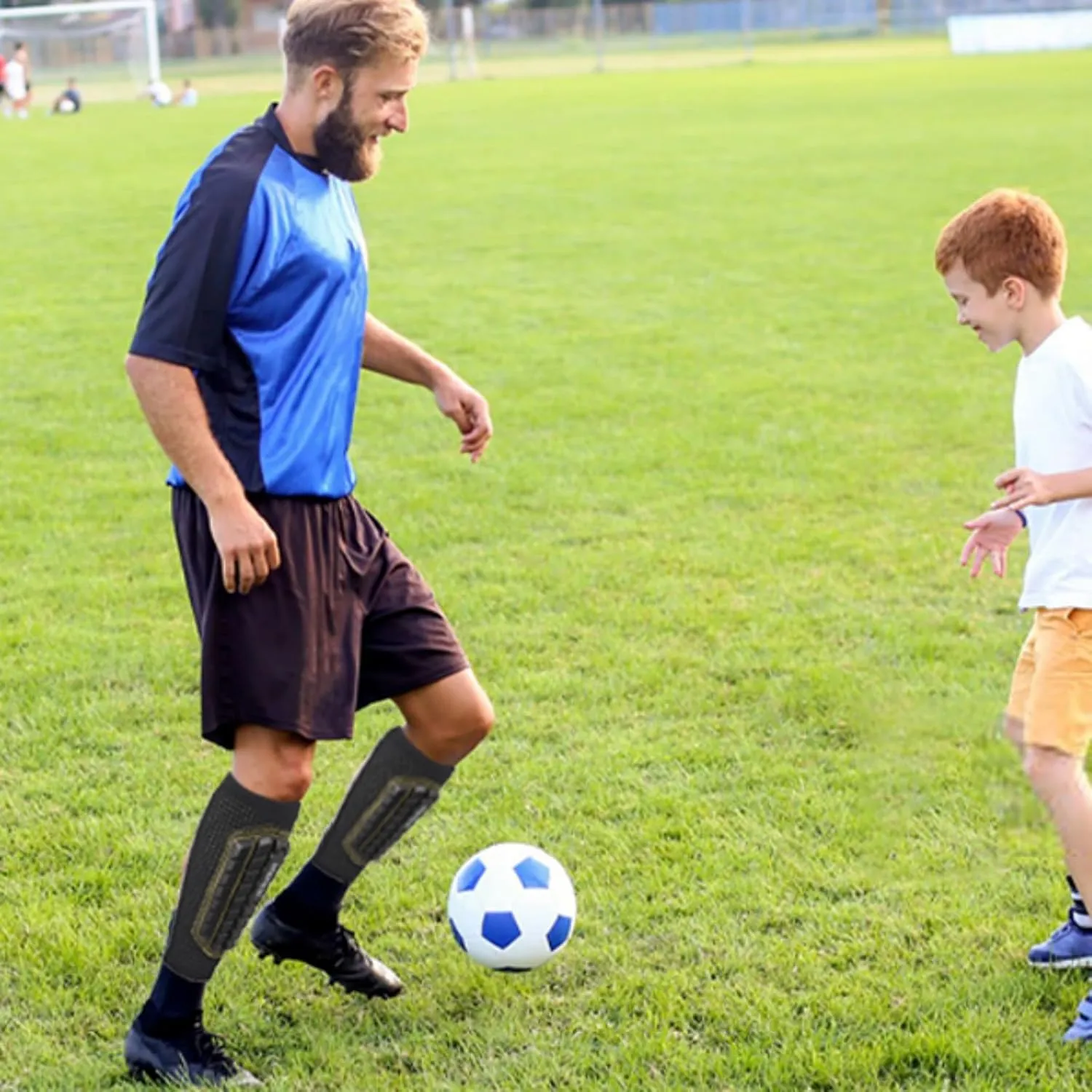 Shin Guards Soccer Kids Youth, Adult Shin Guards with Honeycomb Padding，Breathable & Anti-Slip Calf Compression Sleeves