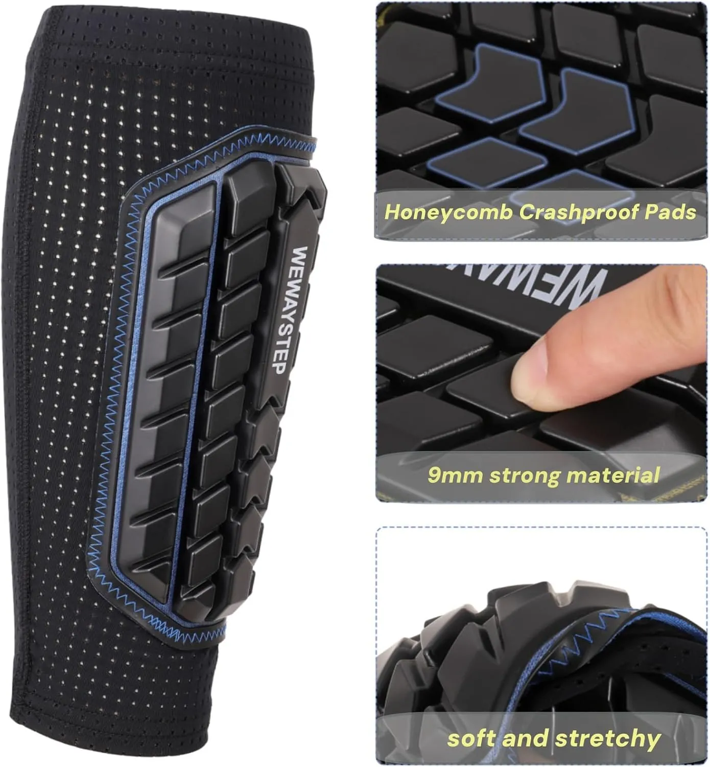 Shin Guards Soccer Kids Youth, Adult Shin Guards with Honeycomb Padding，Breathable & Anti-Slip Calf Compression Sleeves
