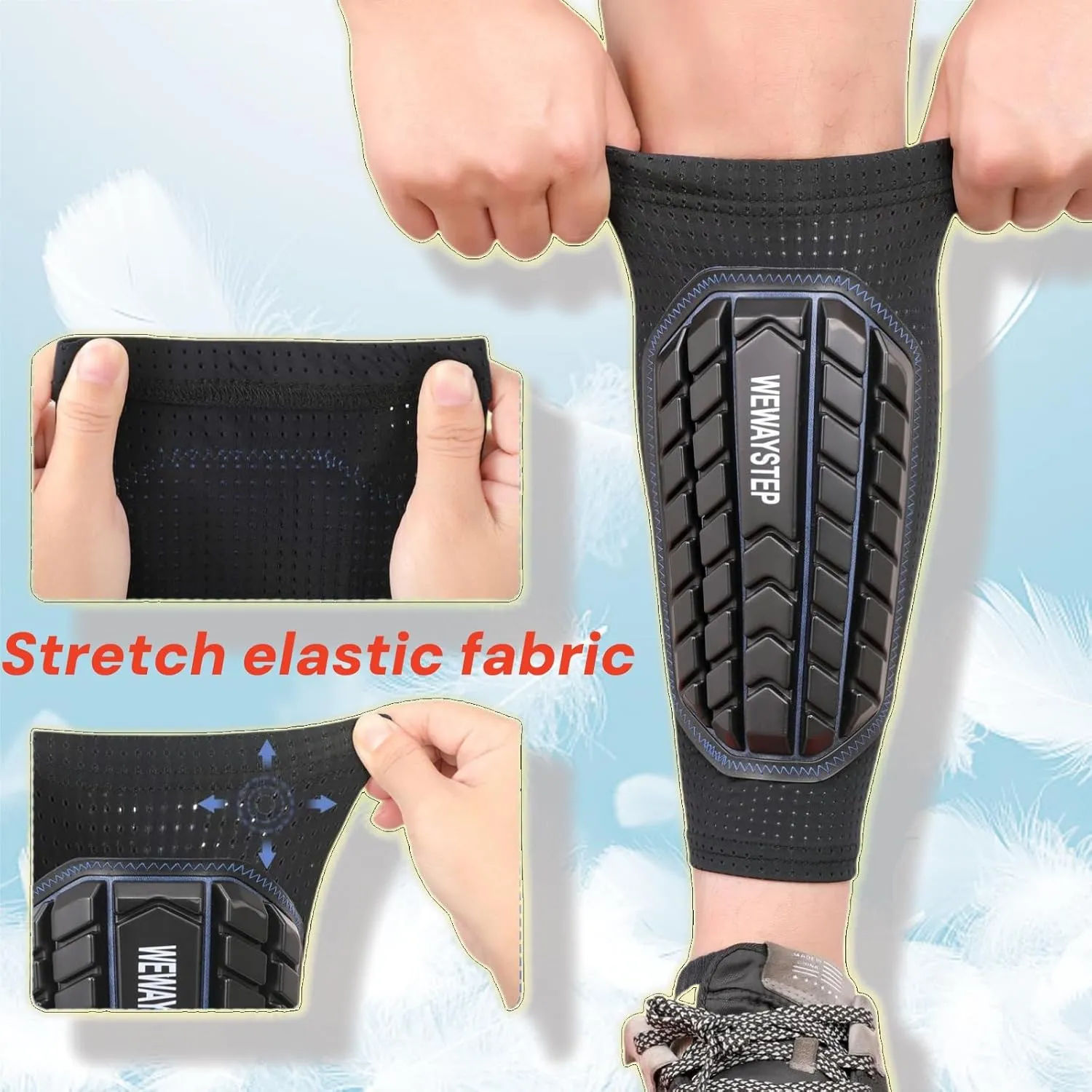 Shin Guards Soccer Kids Youth, Adult Shin Guards with Honeycomb Padding，Breathable & Anti-Slip Calf Compression Sleeves