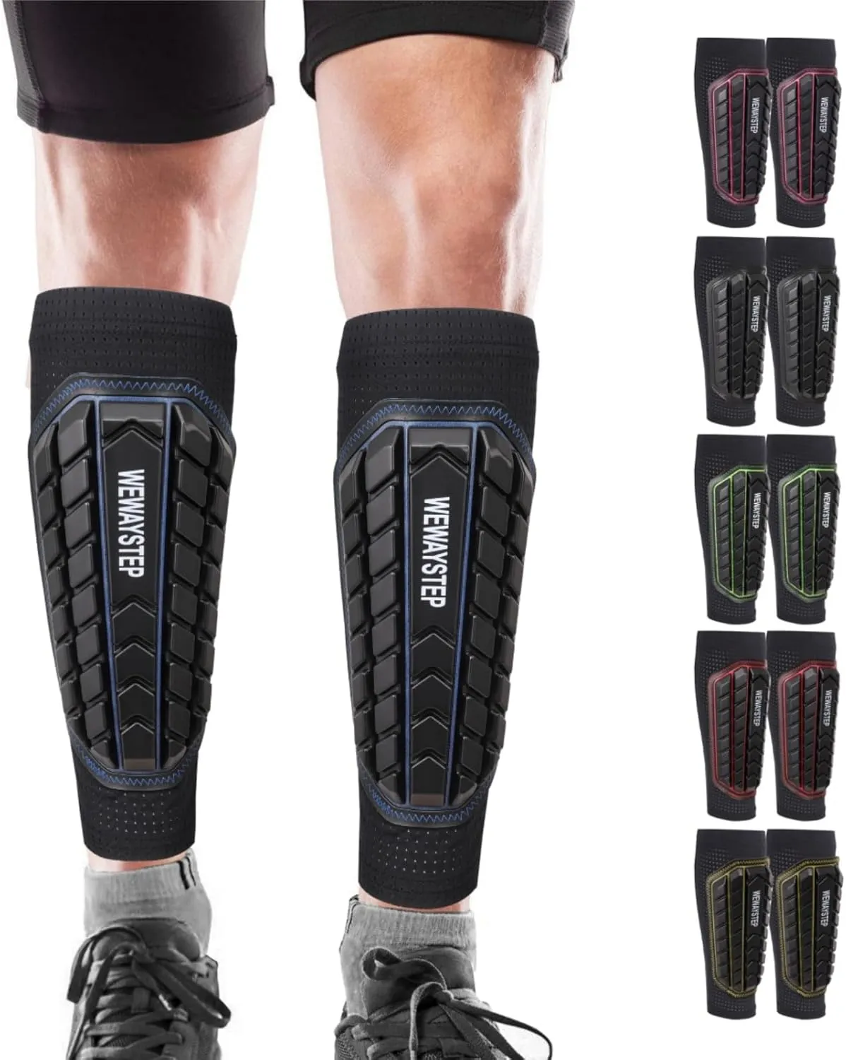 Shin Guards Soccer Kids Youth, Adult Shin Guards with Honeycomb Padding，Breathable & Anti-Slip Calf Compression Sleeves