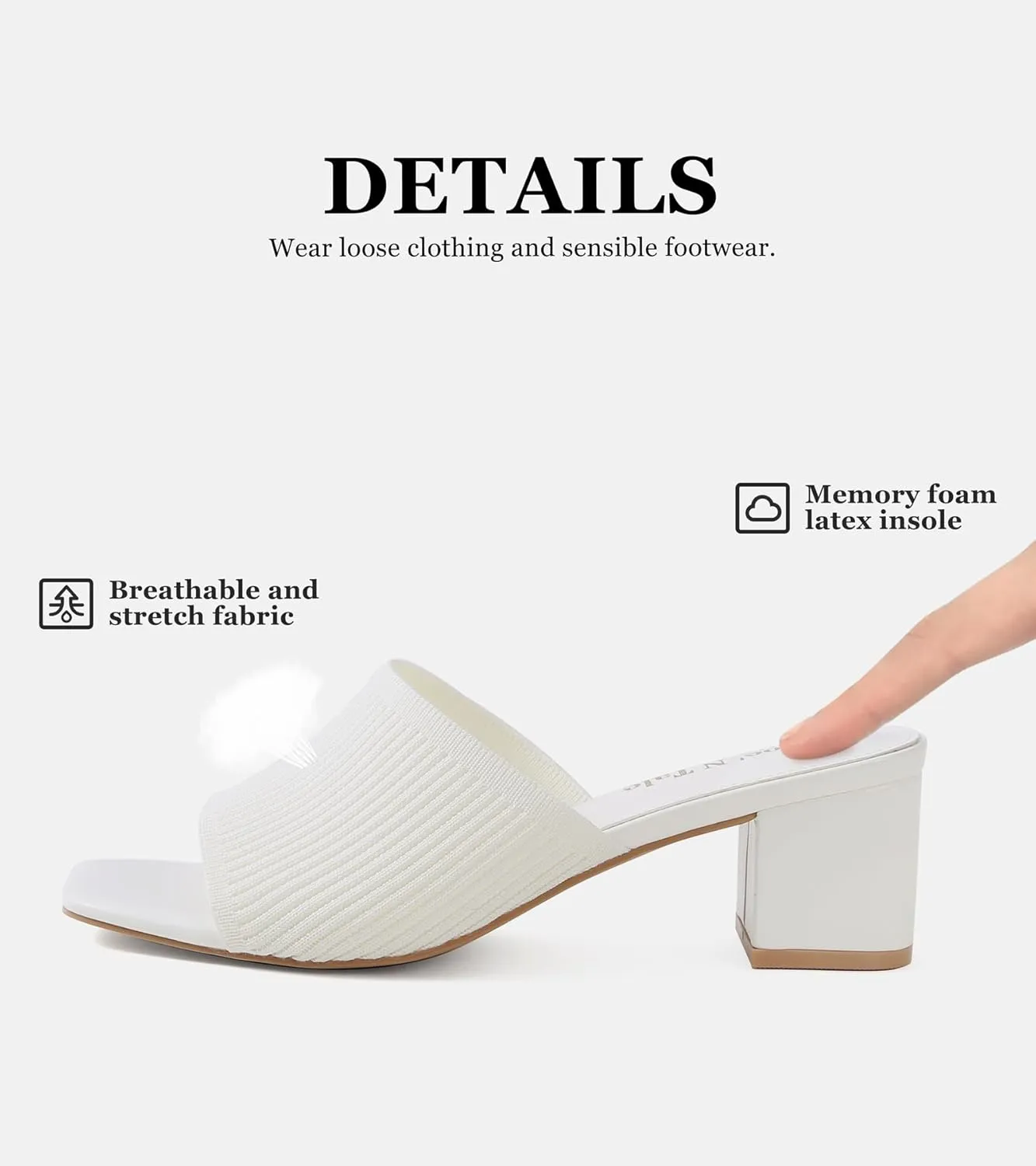 Shoe'N Tale Heeled Sandals For Women Square Open Toe Heeled Mules Chunky Block Low Heel Slip On Slides