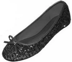 Shoes8teen Womens Sequins Glitter Round Toe Ballet Flat with Bow