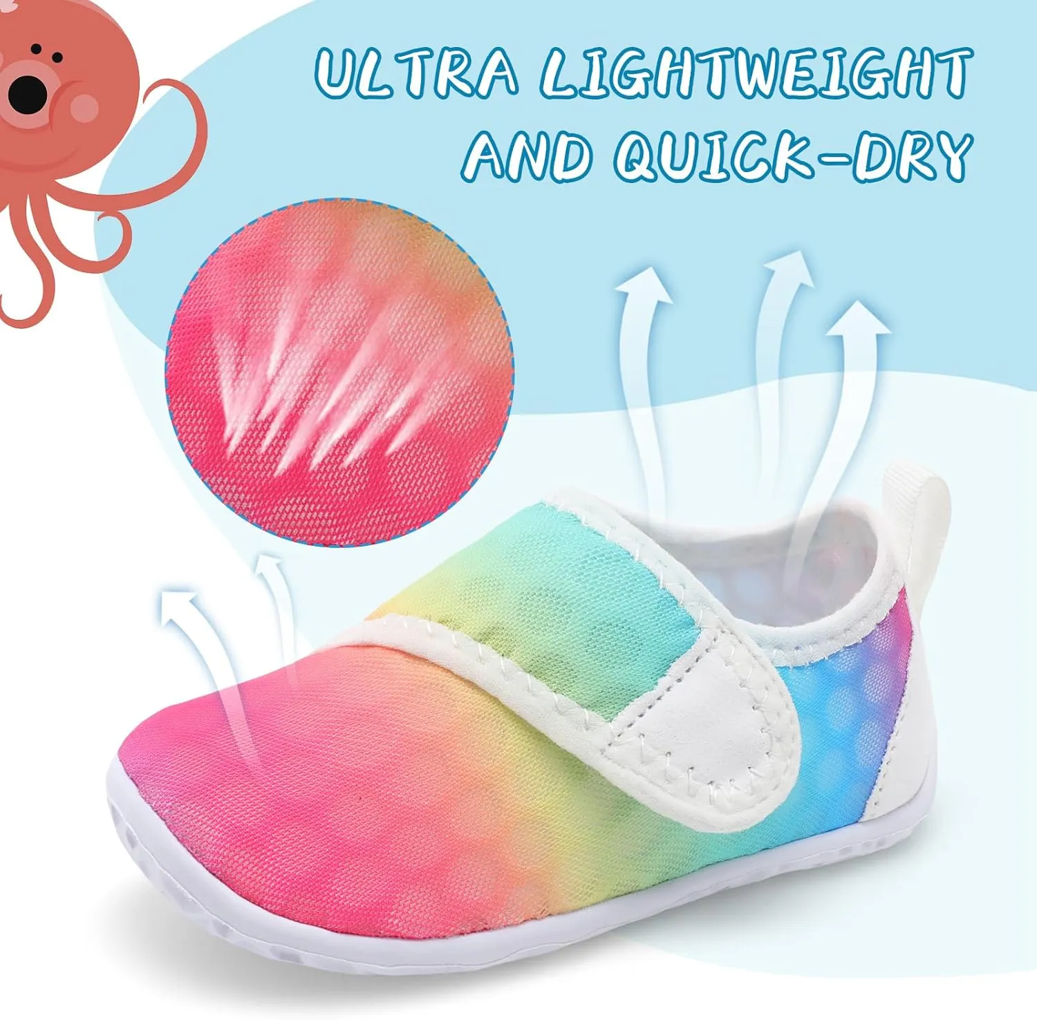 shopUAL Toddler Water Shoes Kids Girls Boys Beach Aqua Socks Skin Barefoot Walking Water Shoes Quick Dry Non-Slip Breathable Swim Pool Surf