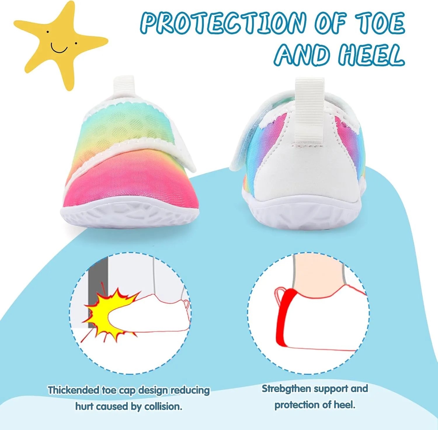 shopUAL Toddler Water Shoes Kids Girls Boys Beach Aqua Socks Skin Barefoot Walking Water Shoes Quick Dry Non-Slip Breathable Swim Pool Surf