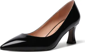 SHOWFOREST Womens Pointed Toe Slip On Evening Suede Dress Spool Mid Heel Pumps Shoes 2.5 Inch