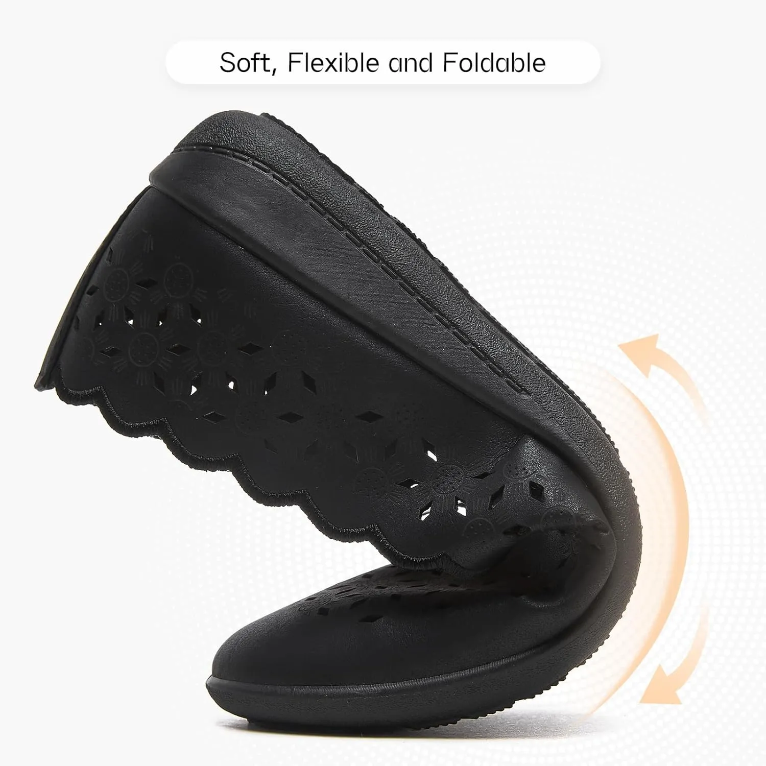 Shupua Flats for Women Dressy Comfortable Women's Ballet Flats Shoes Casual Black Flats Round Toe Womens Slip on Shoes PU Leather Flats Summer with Diamond Eyelets