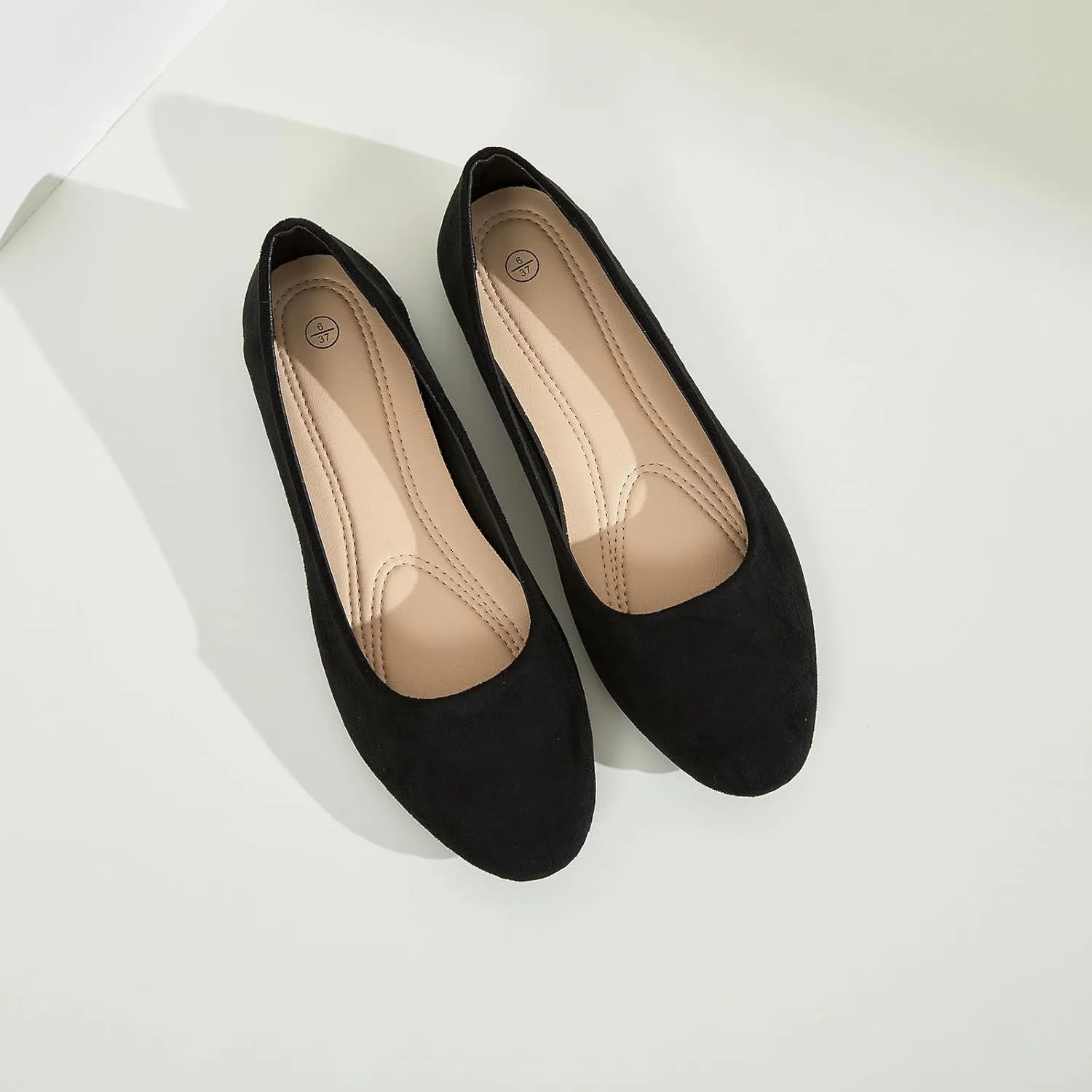 Shupua Flats for Women Round Toe Flat Shoes Dressy Black Ballet Flats Comfortable Womens Dress Shoes Ballerina Flats for Work