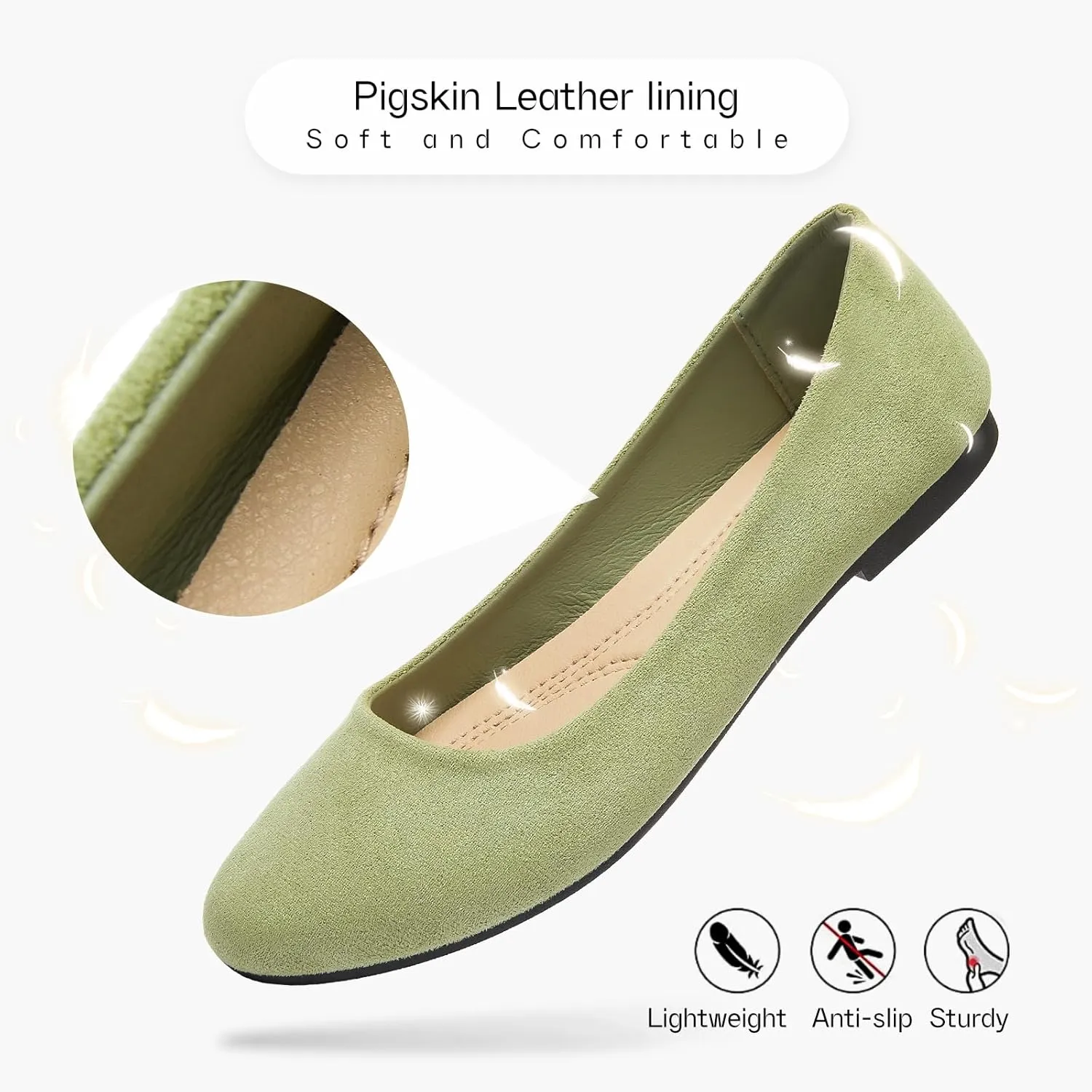 Shupua Flats for Women Round Toe Flat Shoes Dressy Black Ballet Flats Comfortable Womens Dress Shoes Ballerina Flats for Work