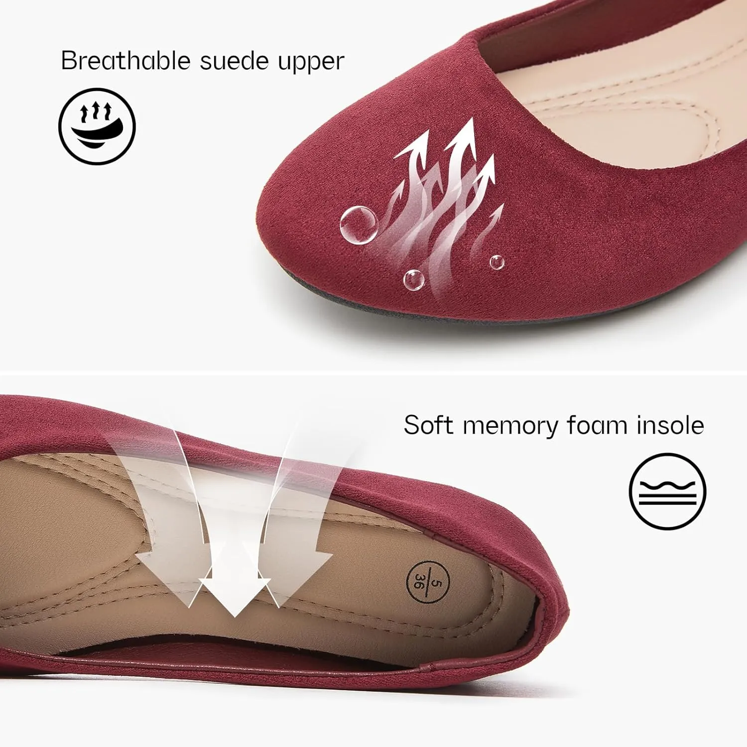 Shupua Flats for Women Round Toe Flat Shoes Dressy Black Ballet Flats Comfortable Womens Dress Shoes Ballerina Flats for Work