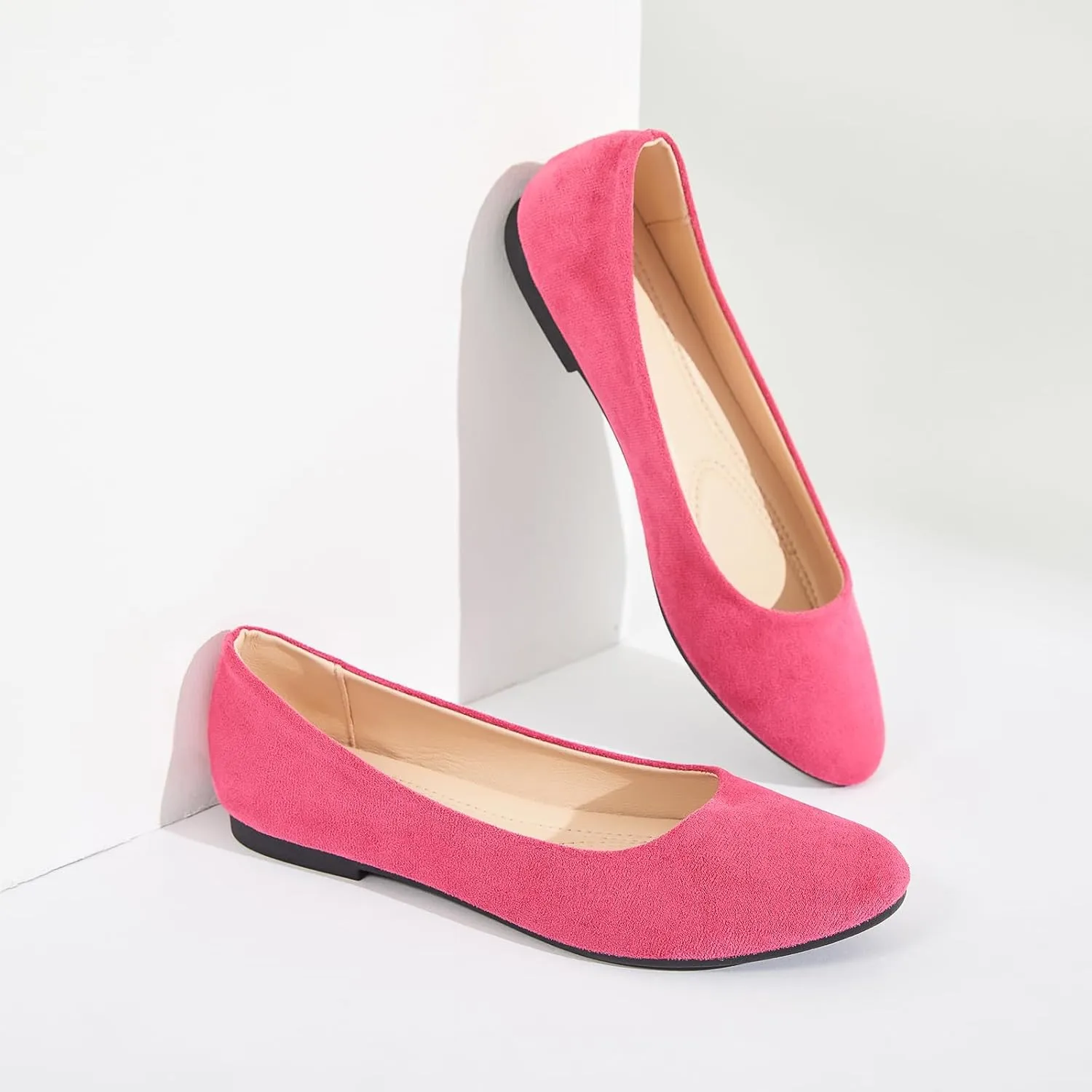 Shupua Flats for Women Round Toe Flat Shoes Dressy Black Ballet Flats Comfortable Womens Dress Shoes Ballerina Flats for Work