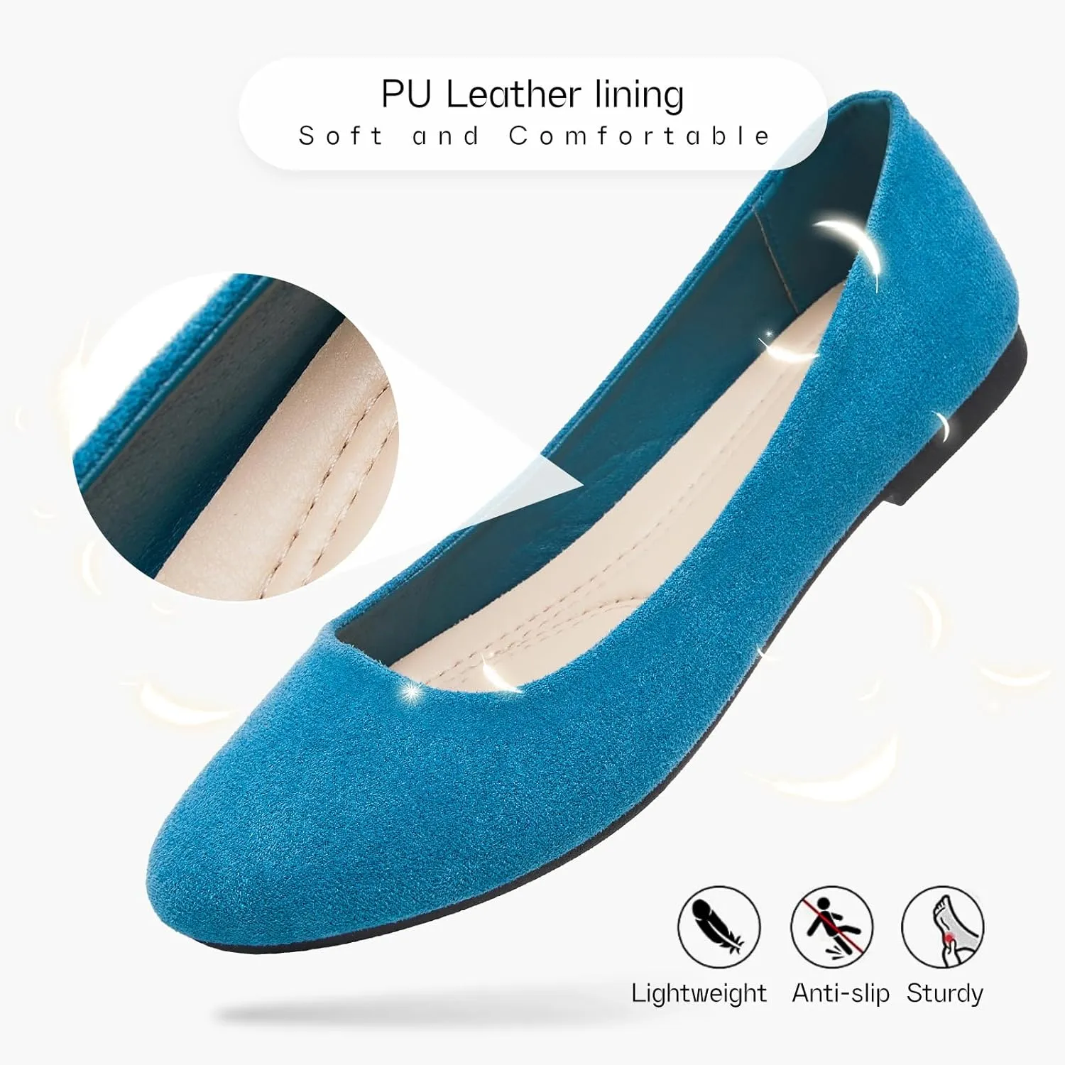 Shupua Flats for Women Round Toe Flat Shoes Dressy Black Ballet Flats Comfortable Womens Dress Shoes Ballerina Flats for Work