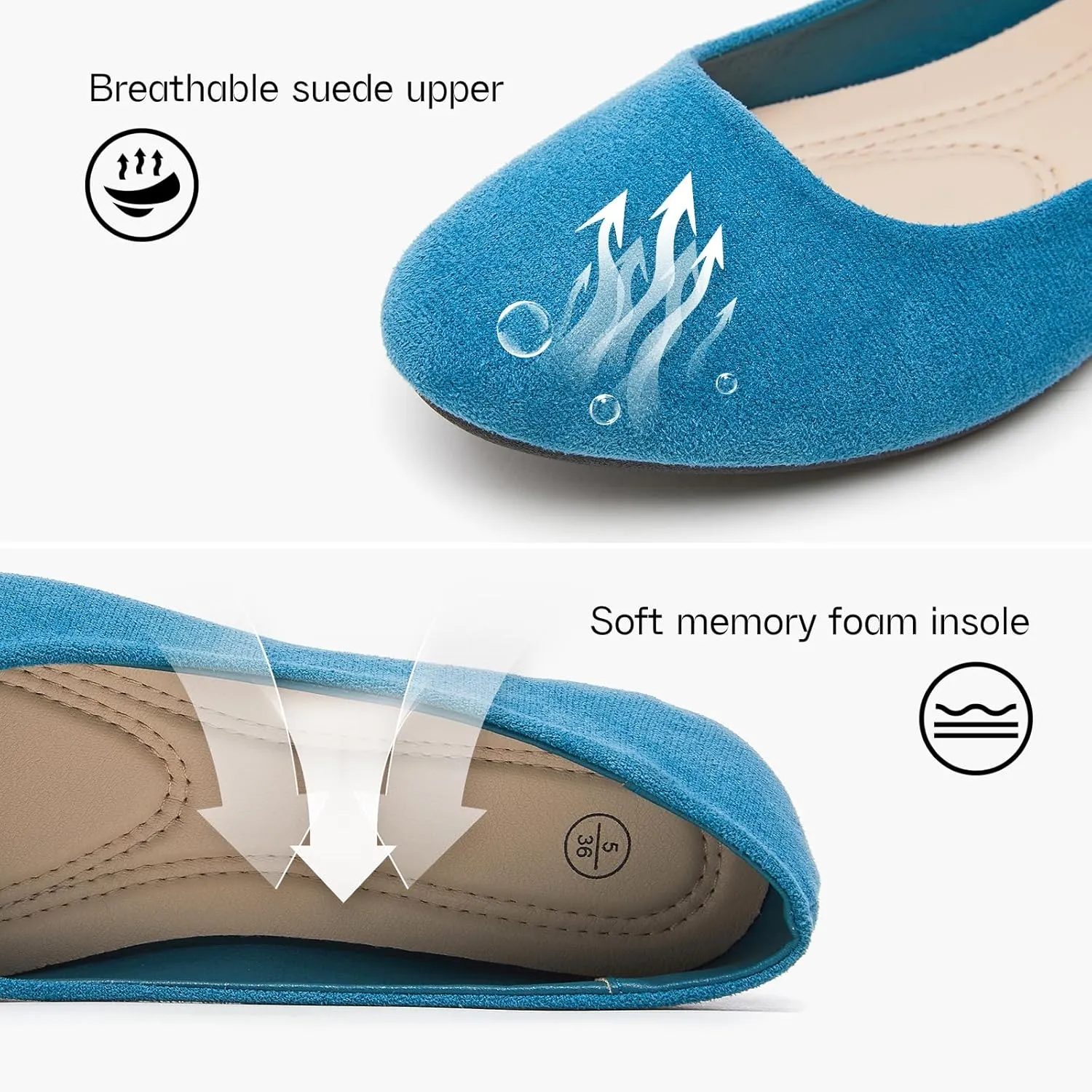 Shupua Flats for Women Round Toe Flat Shoes Dressy Black Ballet Flats Comfortable Womens Dress Shoes Ballerina Flats for Work