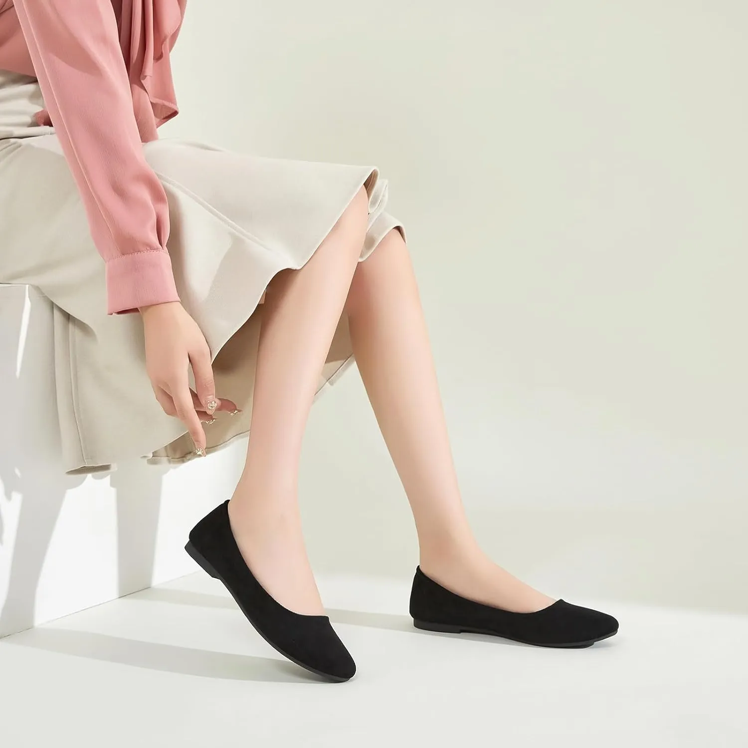 Shupua Flats for Women Round Toe Flat Shoes Dressy Black Ballet Flats Comfortable Womens Dress Shoes Ballerina Flats for Work