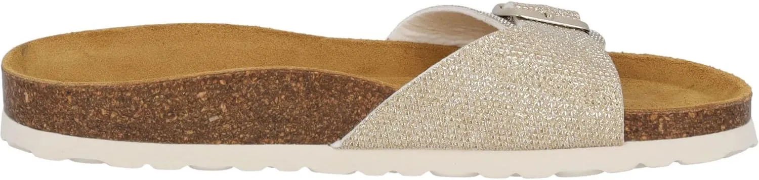 Sila Sahin Women's Malta Tiffany Mules - Elegant Sandals Made in Spain - Slippers with Cork Footbed - Comfortable Summer Shoes