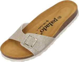Sila Sahin Women's Malta Tiffany Mules - Elegant Sandals Made in Spain - Slippers with Cork Footbed - Comfortable Summer Shoes