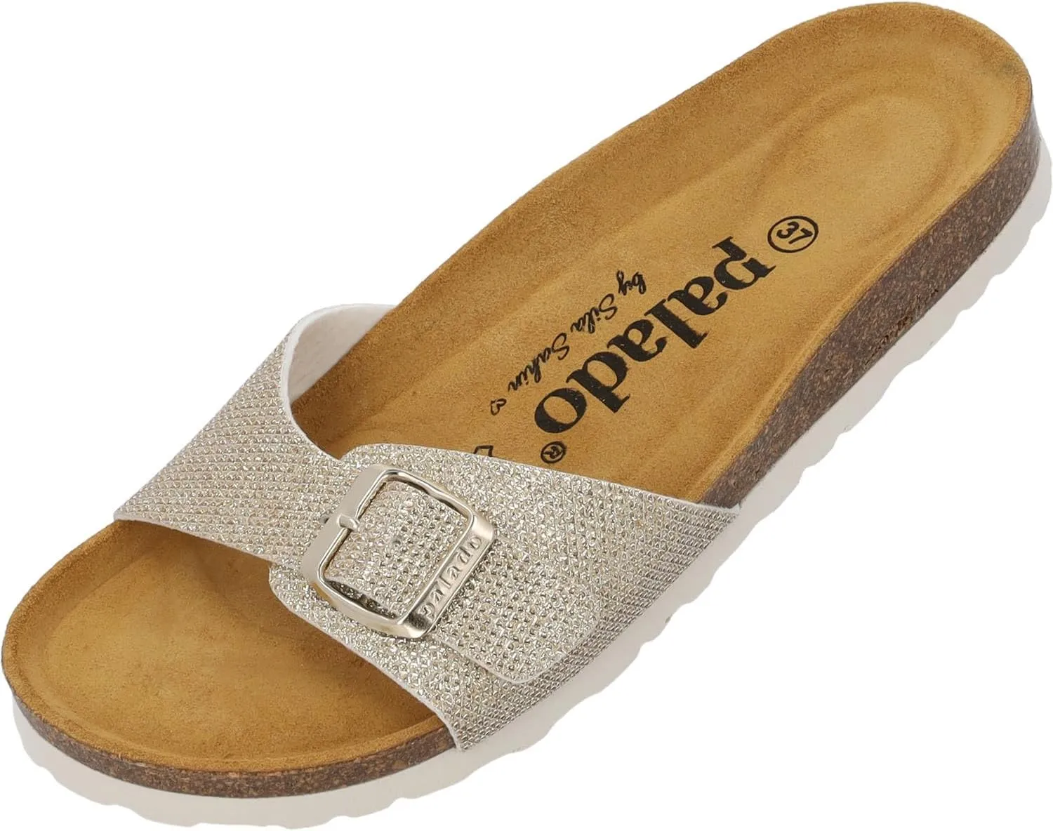 Sila Sahin Women's Malta Tiffany Mules - Elegant Sandals Made in Spain - Slippers with Cork Footbed - Comfortable Summer Shoes