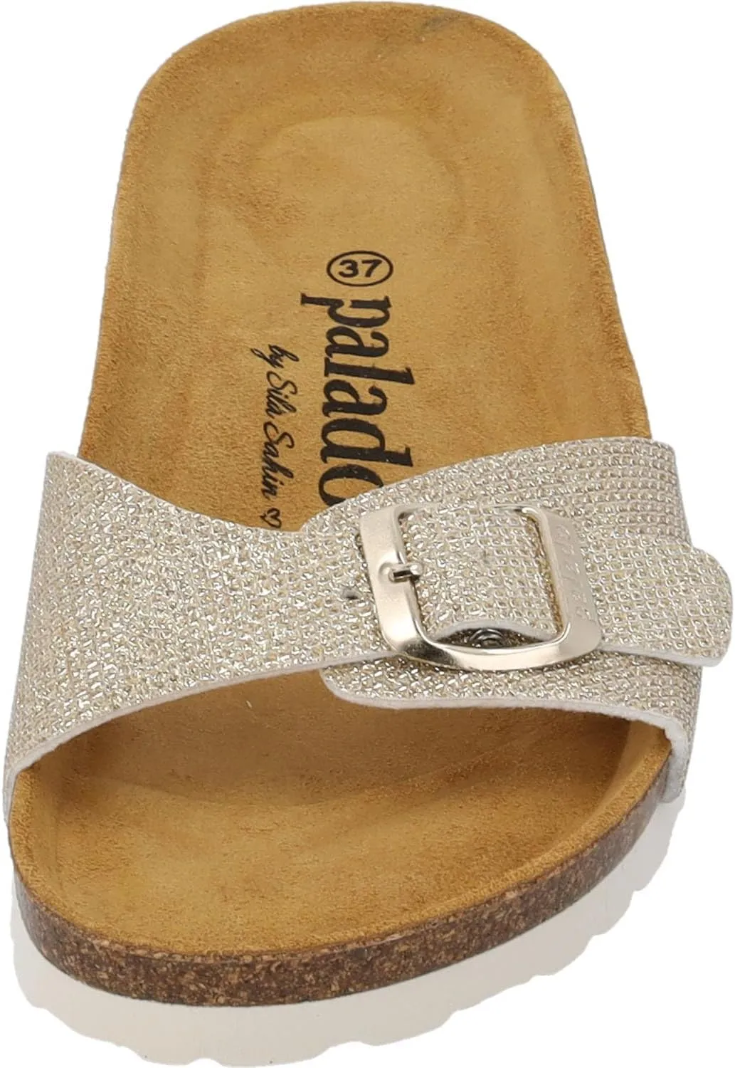 Sila Sahin Women's Malta Tiffany Mules - Elegant Sandals Made in Spain - Slippers with Cork Footbed - Comfortable Summer Shoes