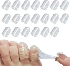 Silicone Toe Protectors 20Pcs, Gel Anti-Friction Toe Protector Breathable Toe Caps Guards for Men Women, Soft Clear Little Toe Covers Silicone Toe Sleeves for Corns, Blisters and Pain Relief