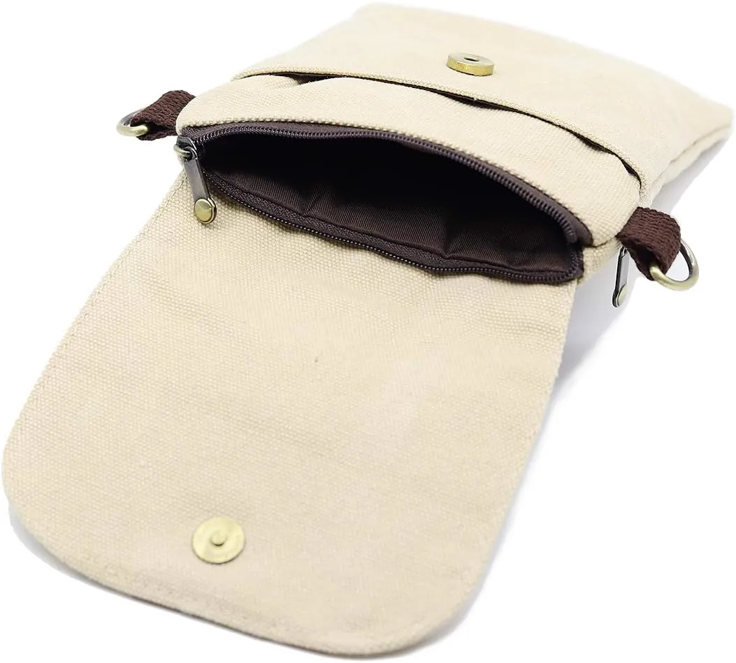 SILKAREA Vintage Embroidered Canvas Flip Small Crossbody Bag Cell Phone Pouch for Women Wristlet Wallet Bag Coin Purse