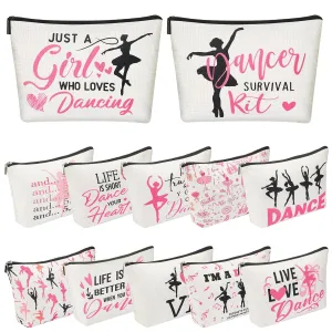 Silkfly 12 Pcs Dance Makeup Bag Ballet Cosmetic Bag Ballet Lover Gift Portable Travel Dance Stuff Teacher Appreciation Gifts Toiletry Zipper Pouch for Women