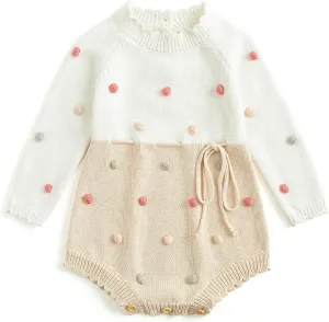 Simplee kids Baby Girl Kint Romper Fall Sleeveless Pompoms Rompers Newborn Little Girl Overall Jumpsuit Outfits